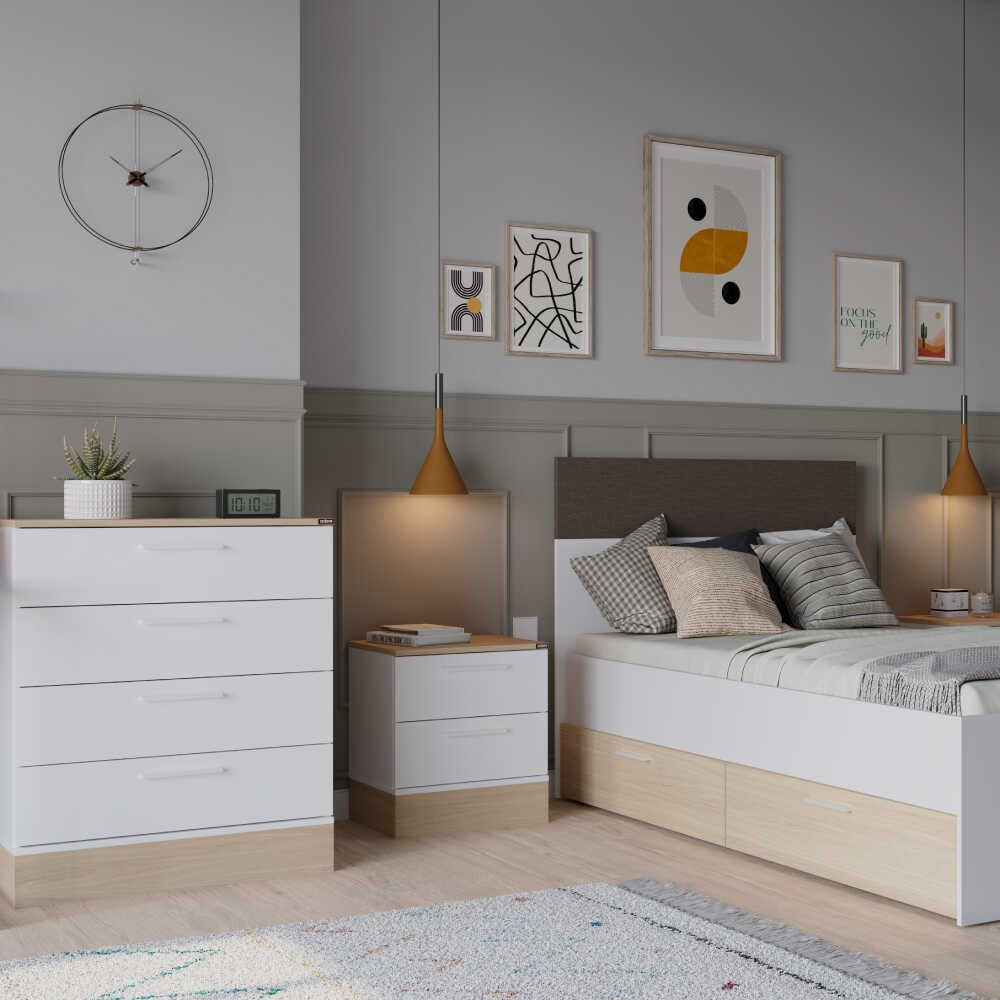 Comoda, Hanah Home, pal melaminat, stejar alb, 72x40x88 cm — imaginea 4