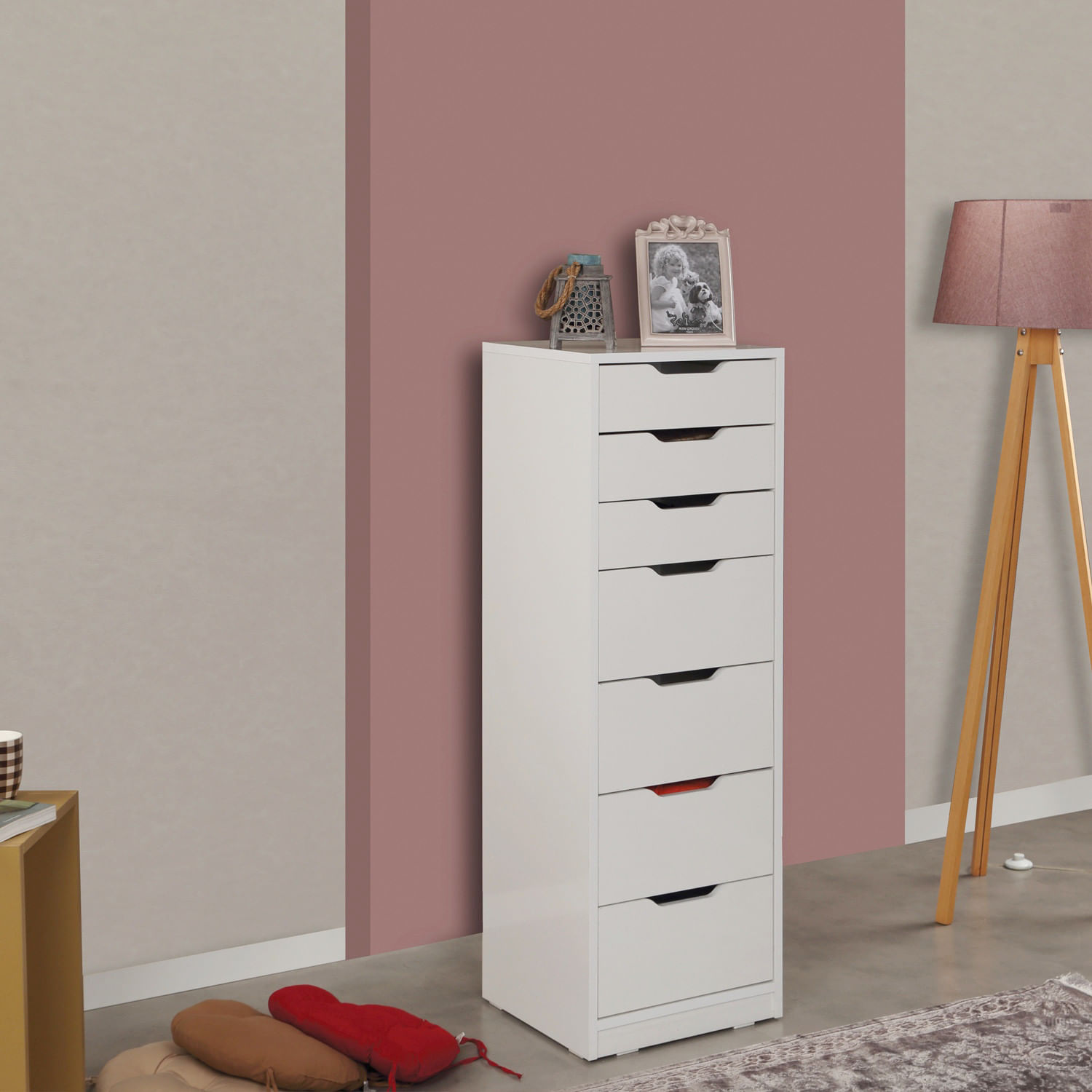 Comoda, Hanah Home, pal melaminat, alb, 44x40x130 cm — imaginea 4
