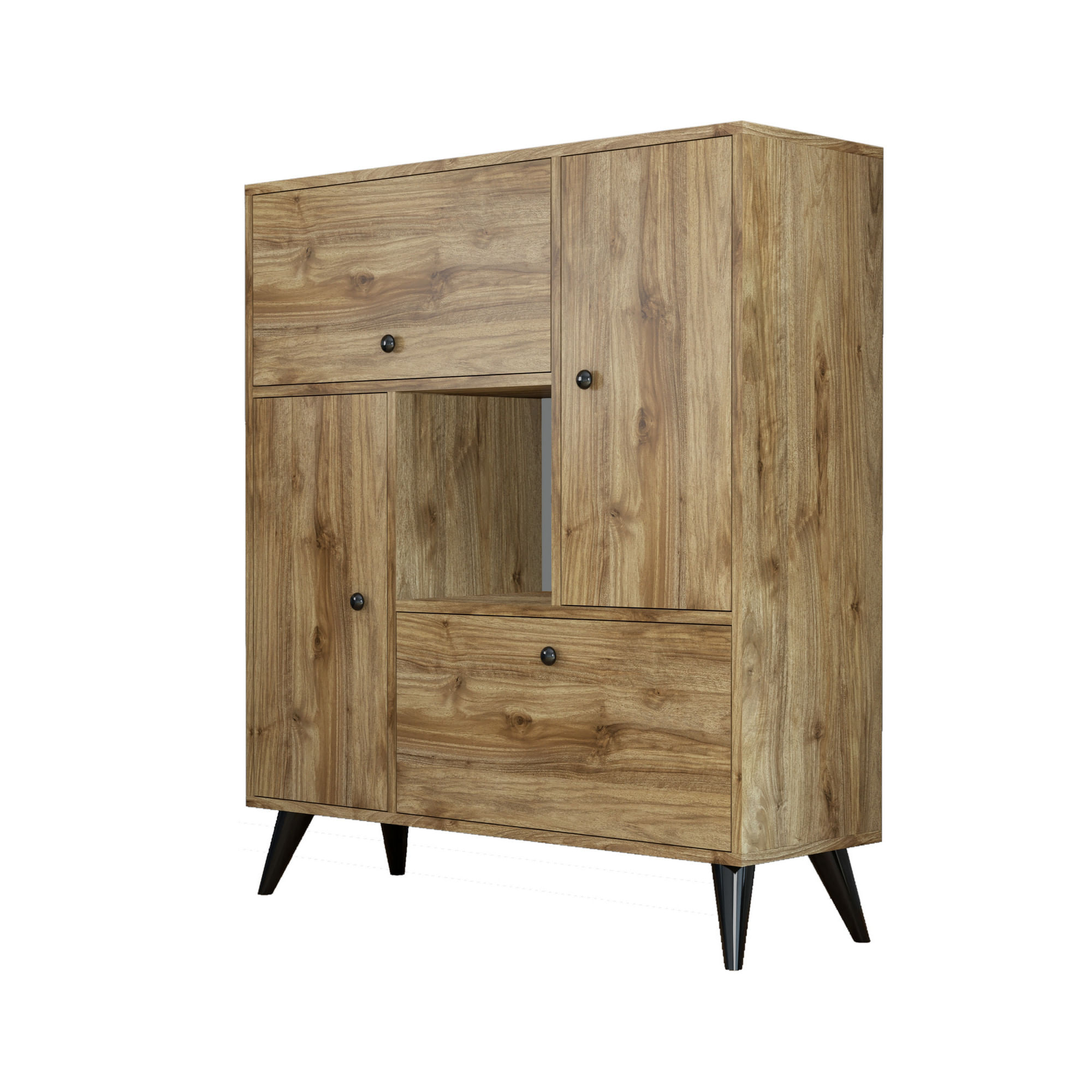 Comoda, Hanah Home, pal melaminat, nuc, 105x35x120 cm — imaginea 2