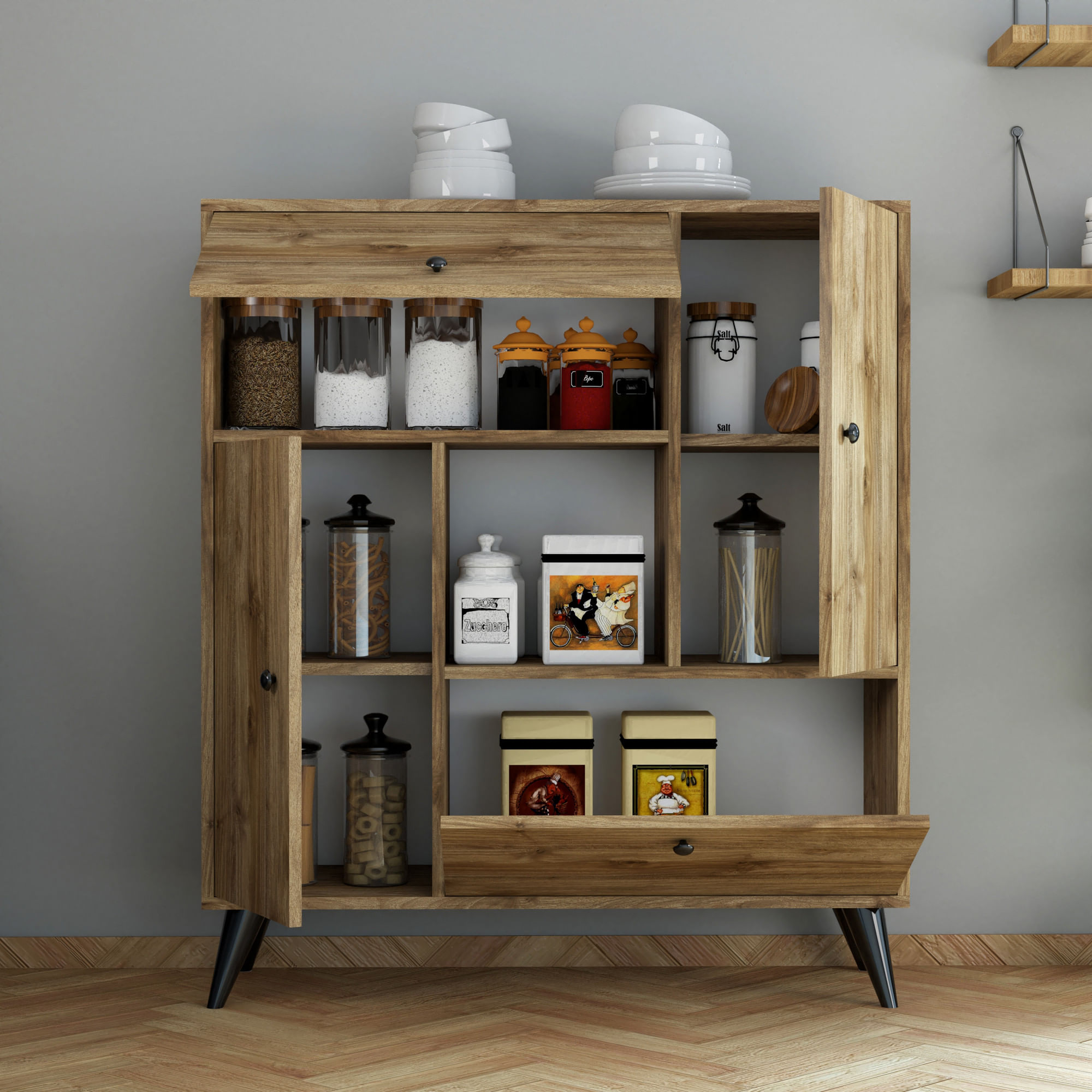 Comoda, Hanah Home, pal melaminat, nuc, 105x35x120 cm — imaginea 4
