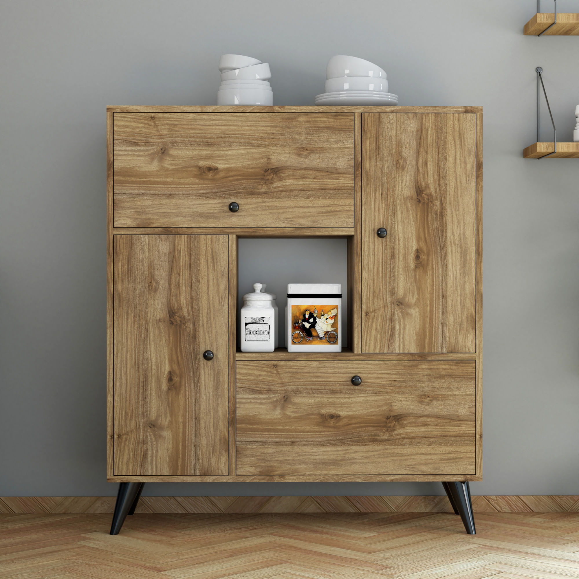 Comoda, Hanah Home, pal melaminat, nuc, 105x35x120 cm — imaginea 5