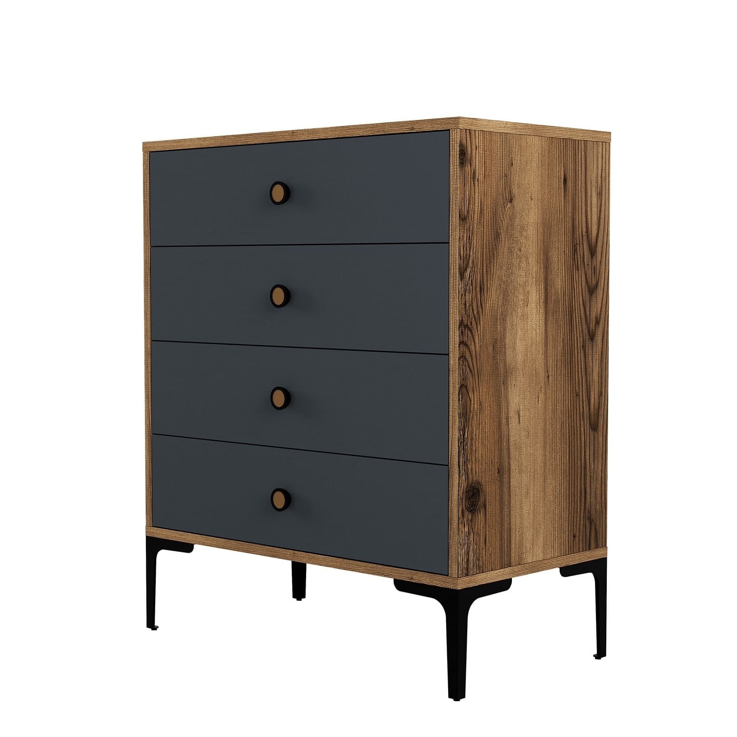 Comoda, Hanah Home, pal melaminat, nuc si antracit, 76x40x90.7 cm — imaginea 5