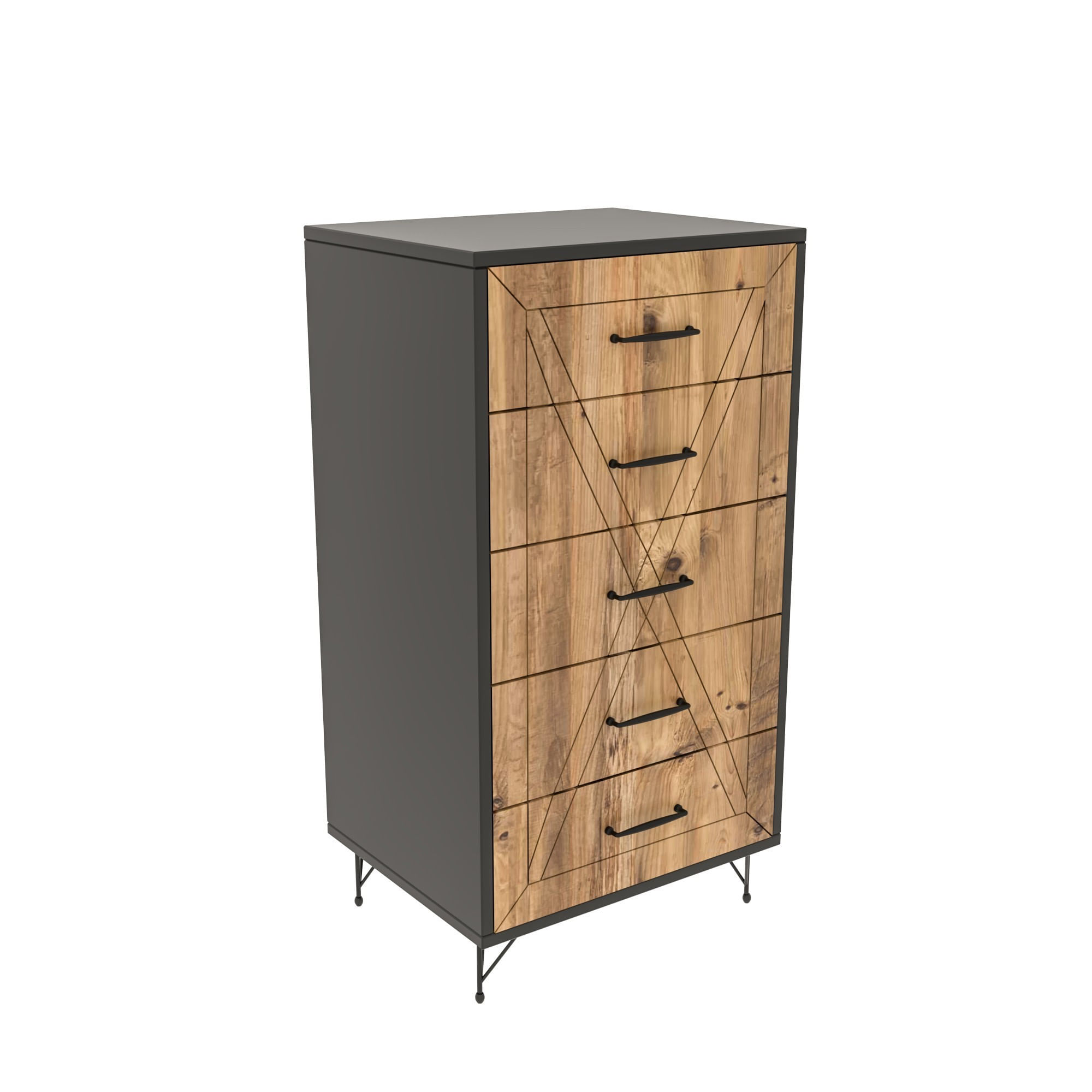 Comoda, Hanah Home, pal melaminat, antracit stejar, 50x40x95 cm — imaginea 3
