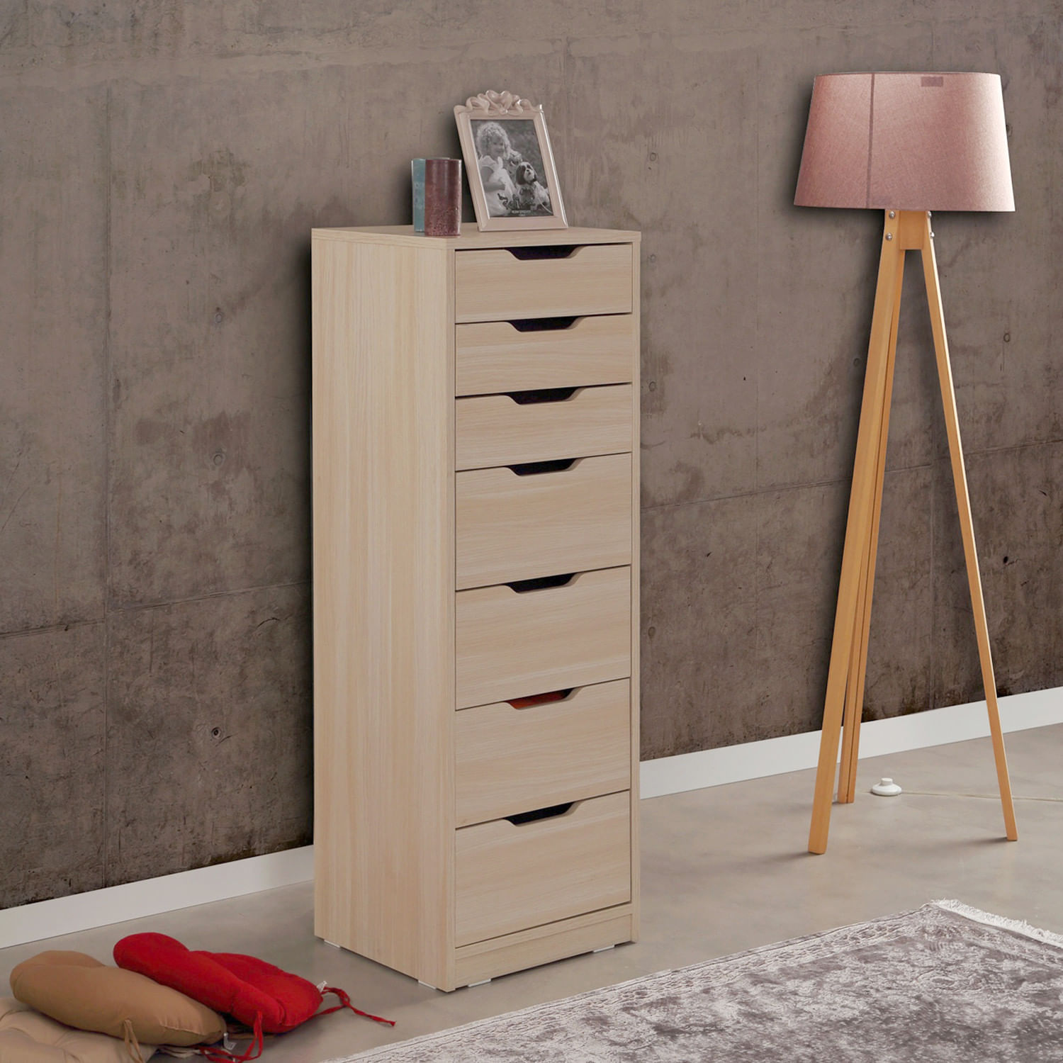 Comoda, Hanah Home, pal melaminat, stejar, 44x40x130 cm — imaginea 2