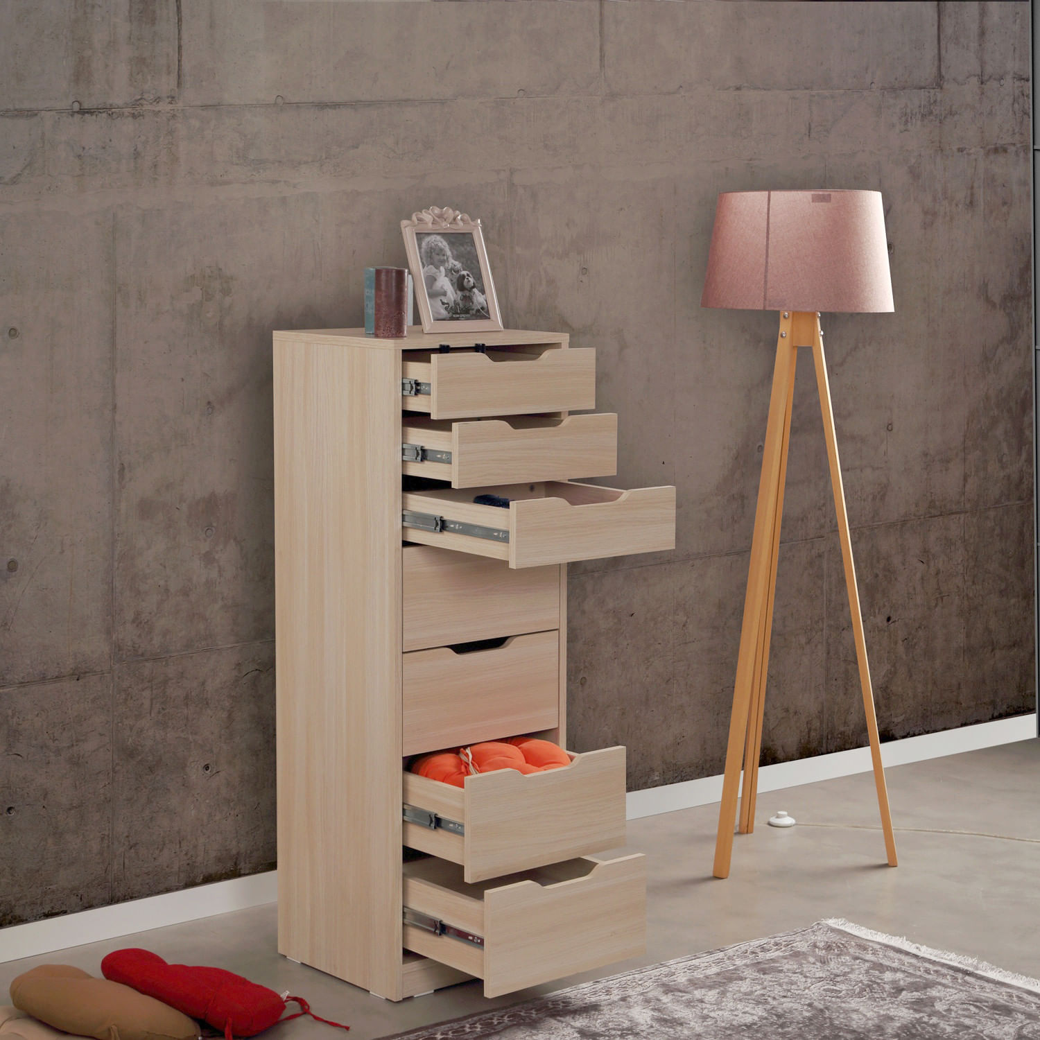 Comoda, Hanah Home, pal melaminat, stejar, 44x40x130 cm — imaginea 3