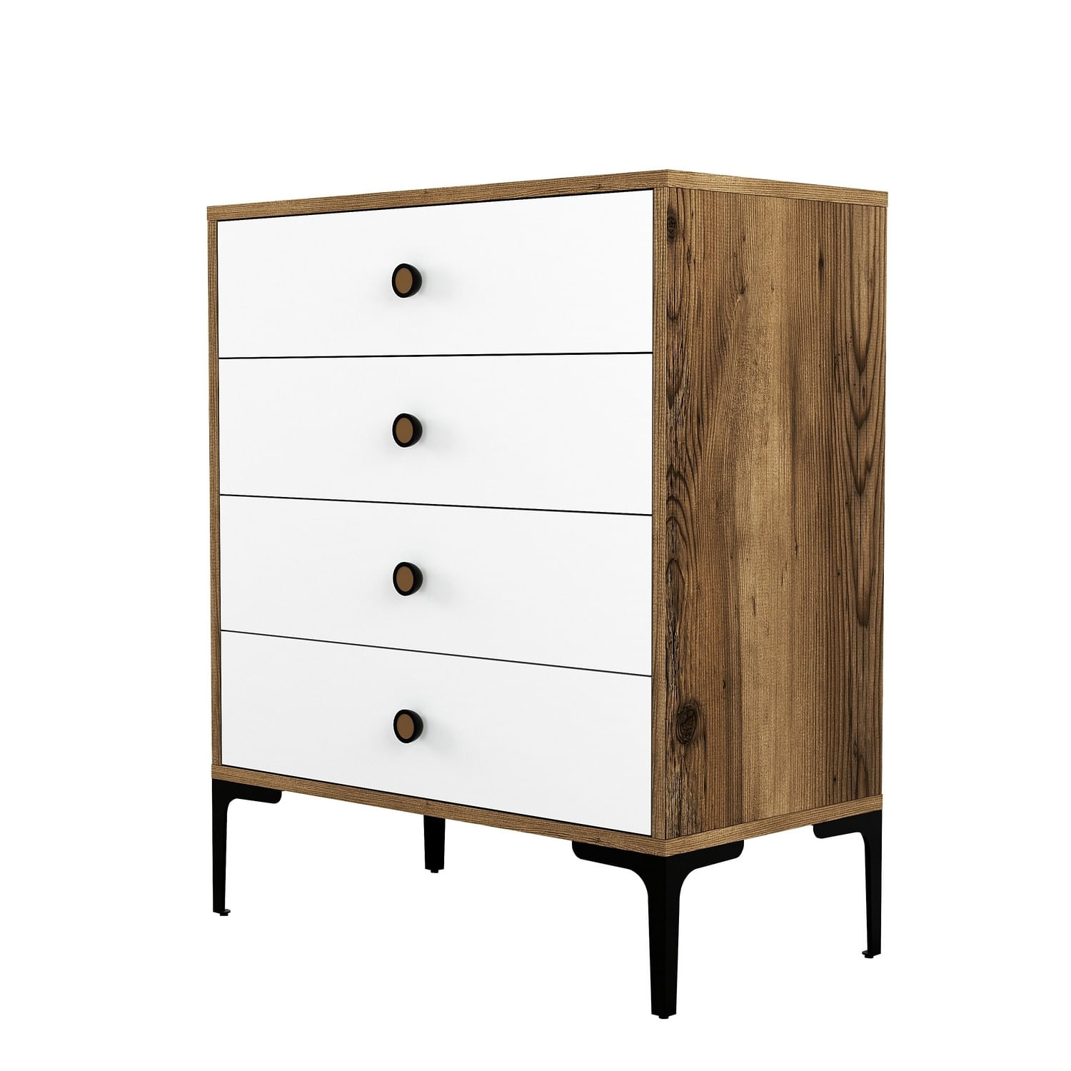 Comoda, Hanah Home, pal melaminat, nuc si alb, 76x40x90.7 cm, 845HCT1202 — imaginea 2