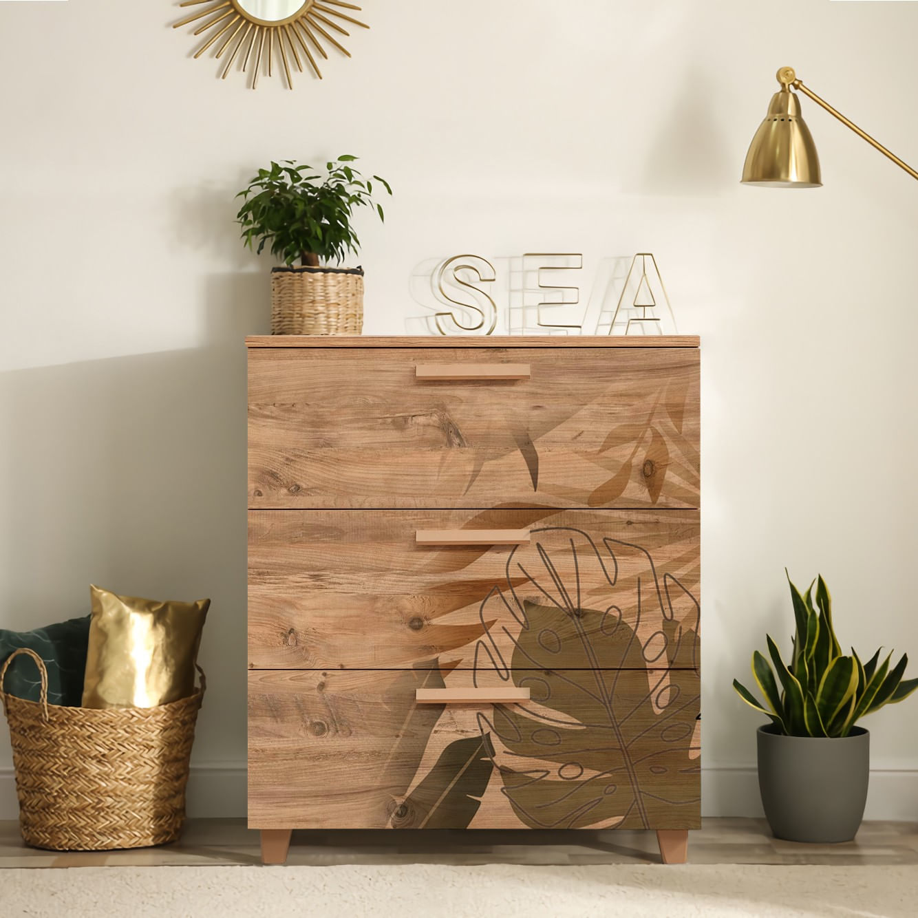 Comoda, Hanah Home, pal melaminat, pin atlantic, 80x43x95 cm, 869VEL3479 — imaginea 2