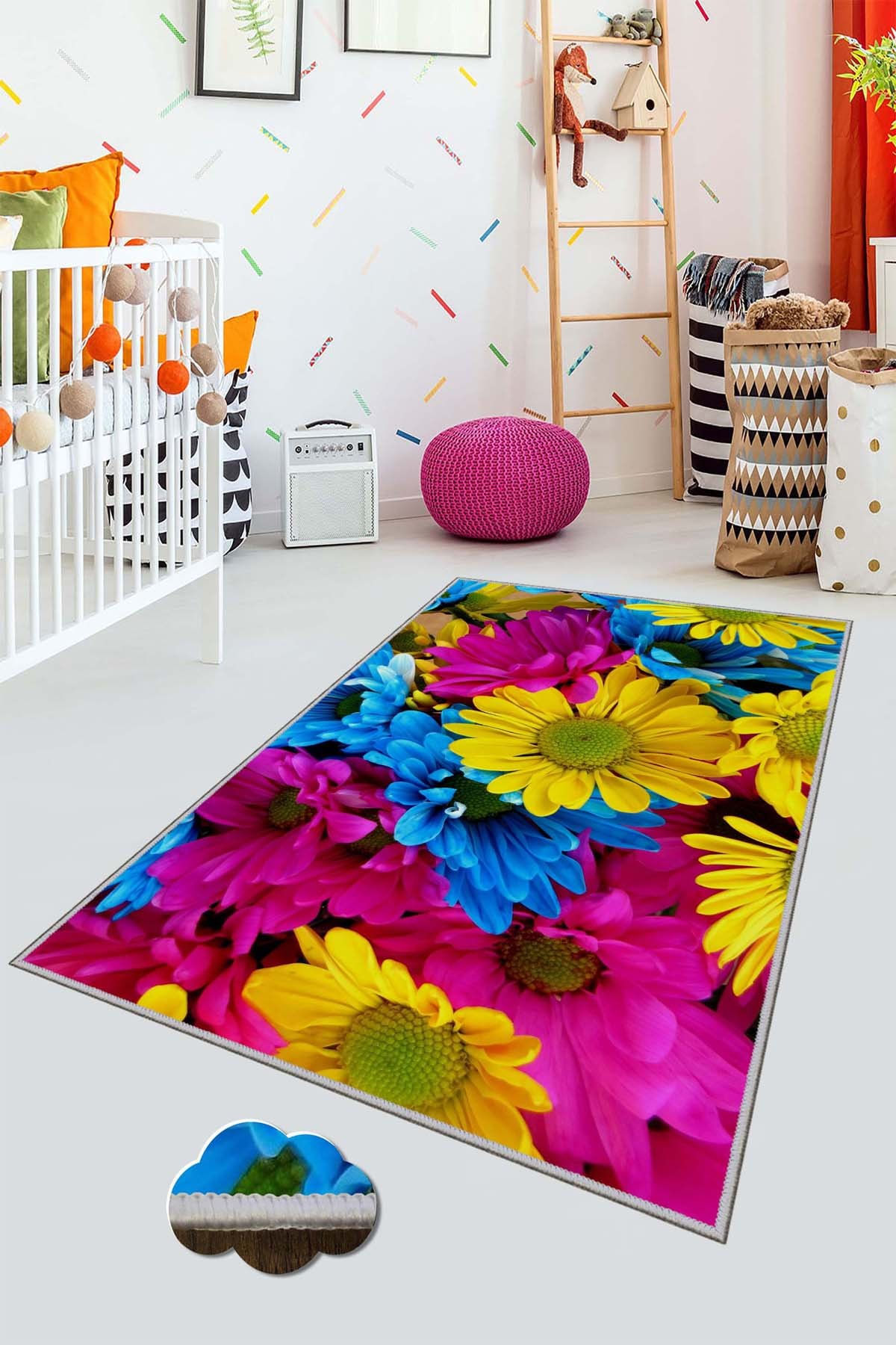 Covor copii, Conceptum Hypnose, multicolor, 80x50 cm, 100% poliester, antiderapant, 477HFT1744