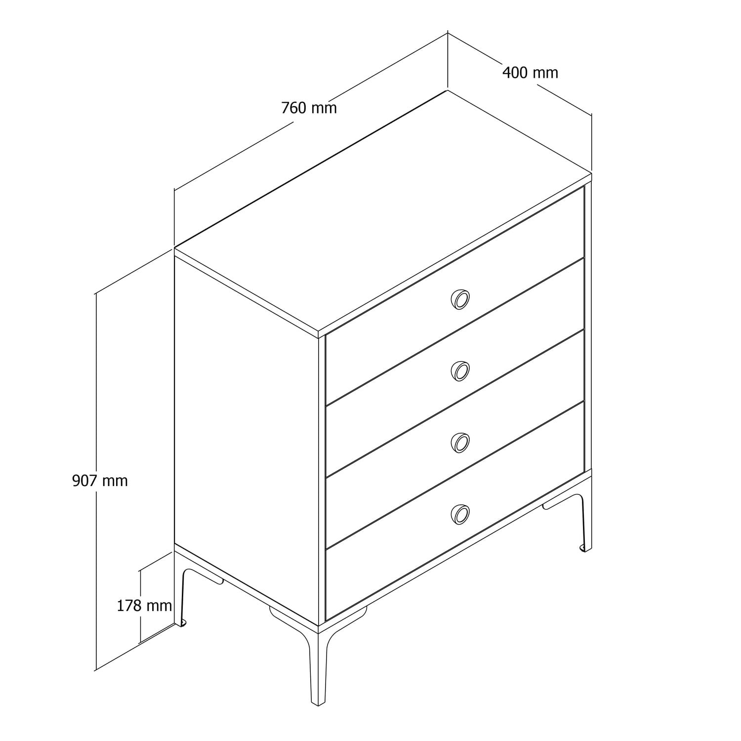 Comoda, Hanah Home, pal melaminat, nuc si negru, 76x40x90.7 cm — imaginea 2