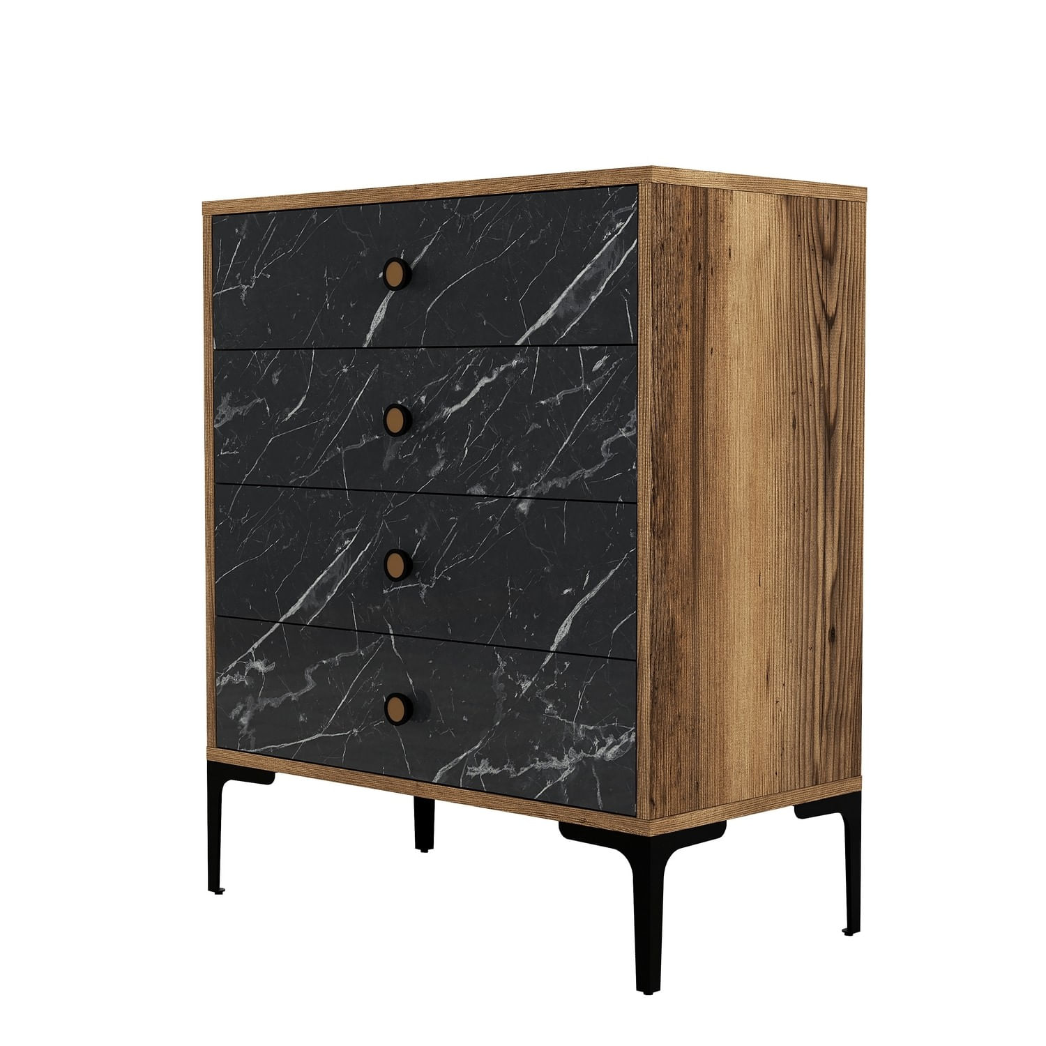 Comoda, Hanah Home, pal melaminat, nuc si negru, 76x40x90.7 cm — imaginea 5