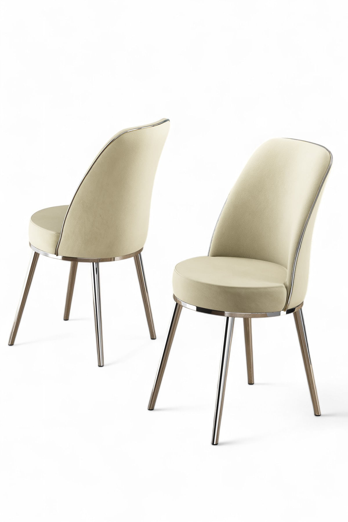 Set scaune, Hanah Home, lemn, crem crom, 45x42x91 cm, 6 piese — imaginea 3