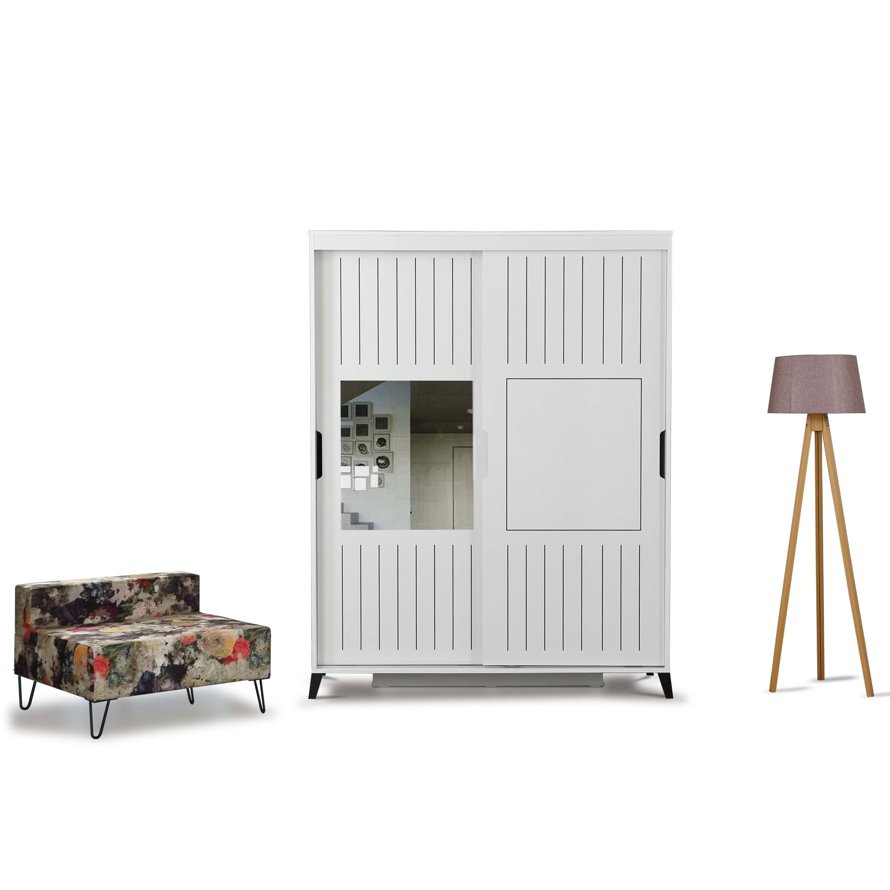 Sifonier, Hanah Home, pal melaminat, alb, 130x60x216 cm — imaginea 4