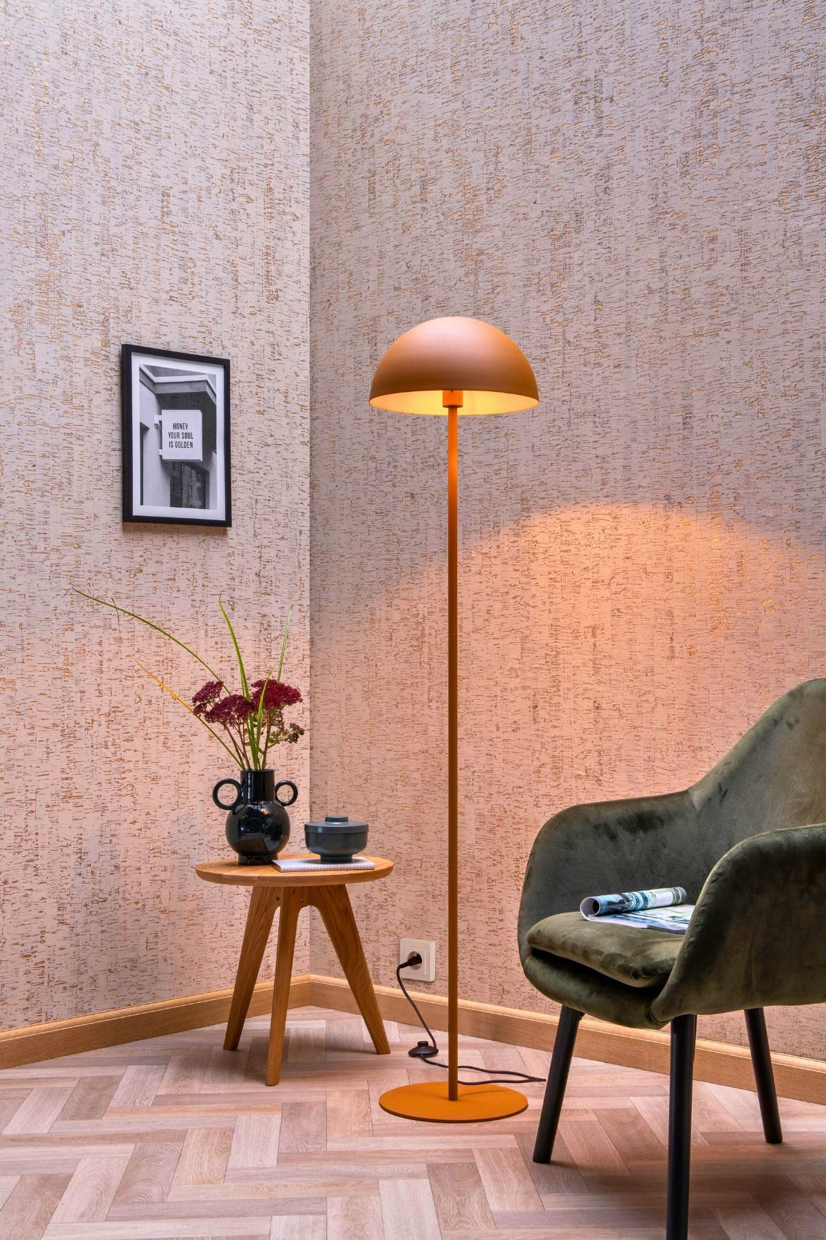 Lampadar, Opviq, metal, portocaliu, 40x160 cm