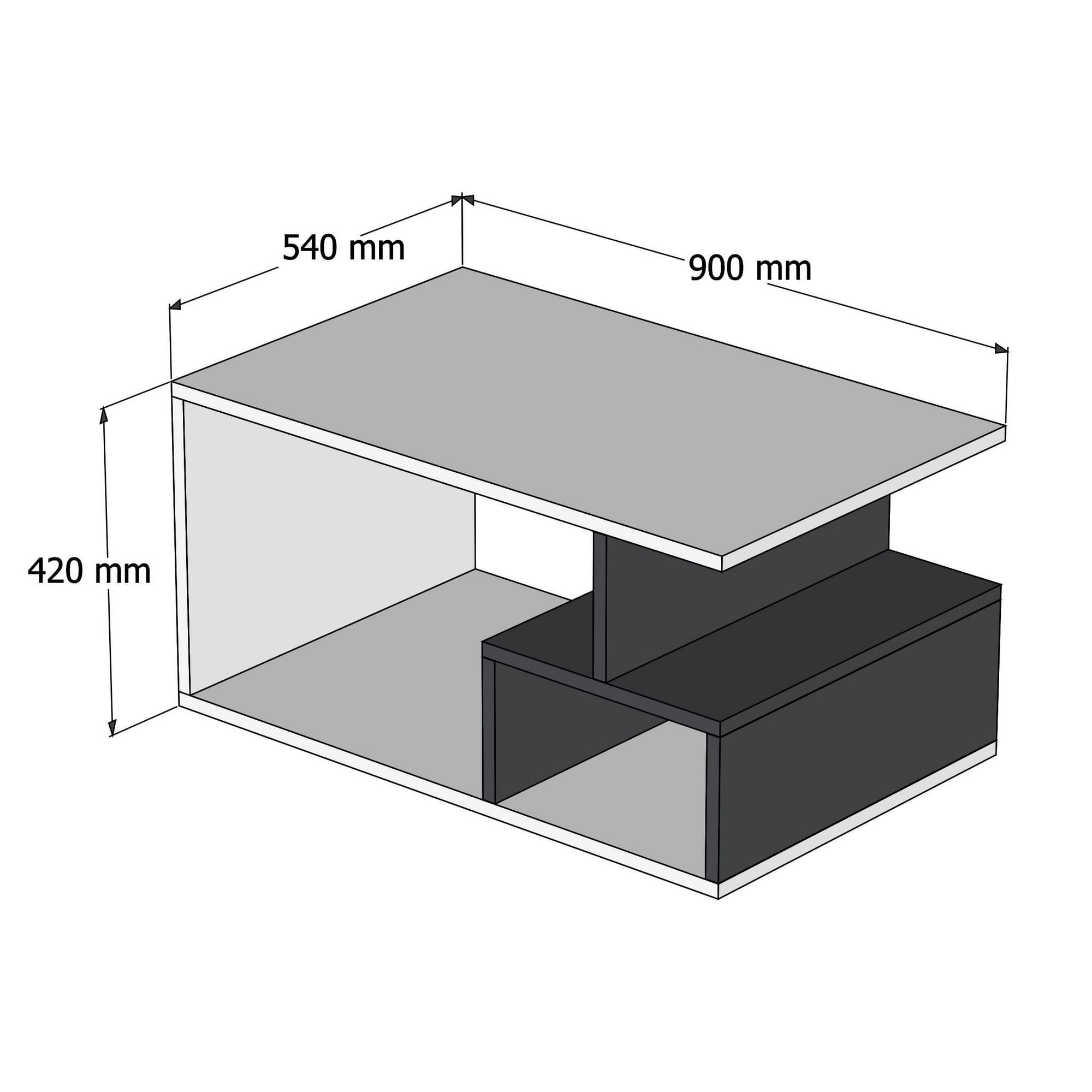 Masuta de cafea, Hanah Home, pal melaminat, nuc inchis alb, 90x54x42 cm — imaginea 4