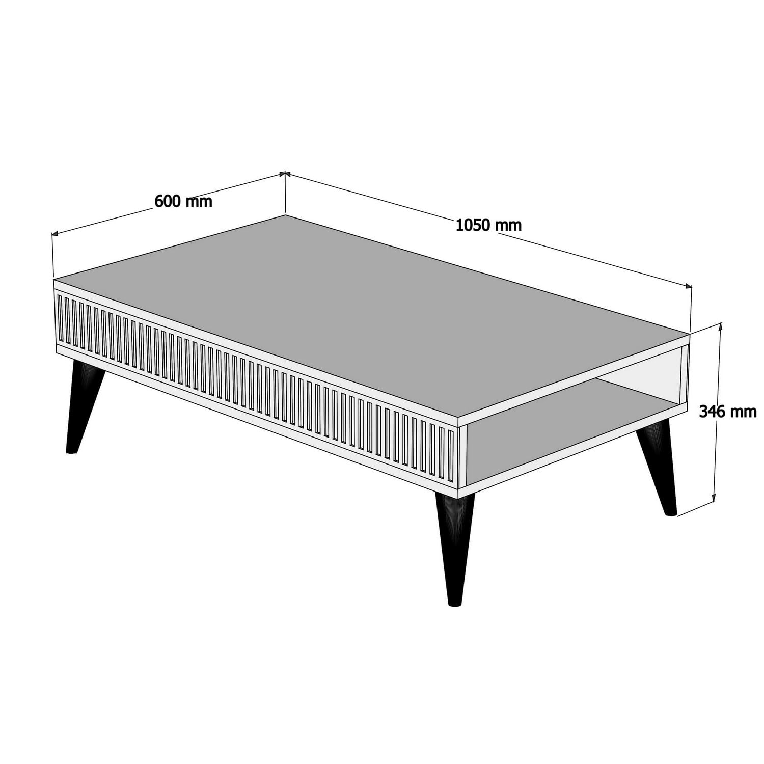 Masuta de cafea, Hanah Home, pal melaminat, nuc si negru, 105x60x34.6 cm