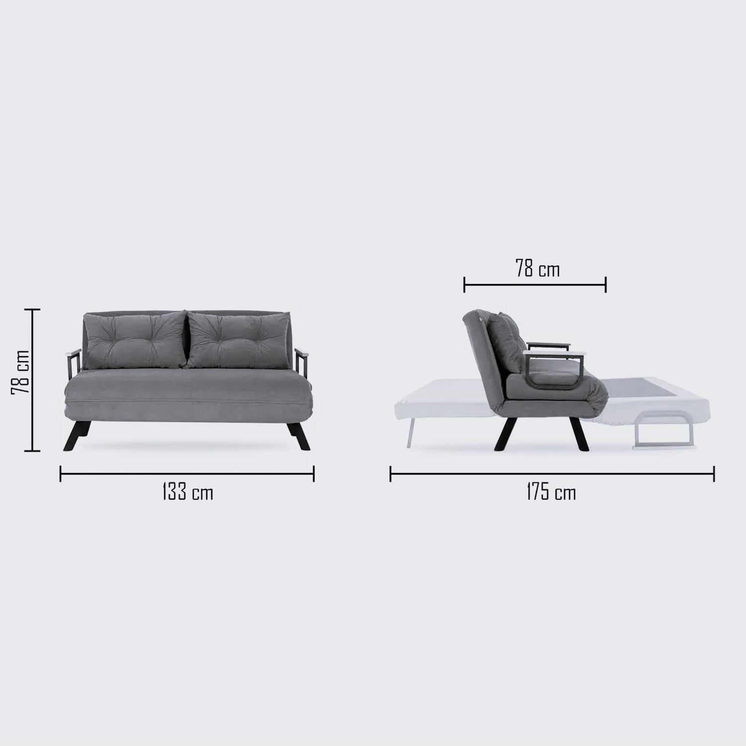 Canapea extensibila 2 locuri, Hanah Home, metal, crem, 175x133 cm — imaginea 2