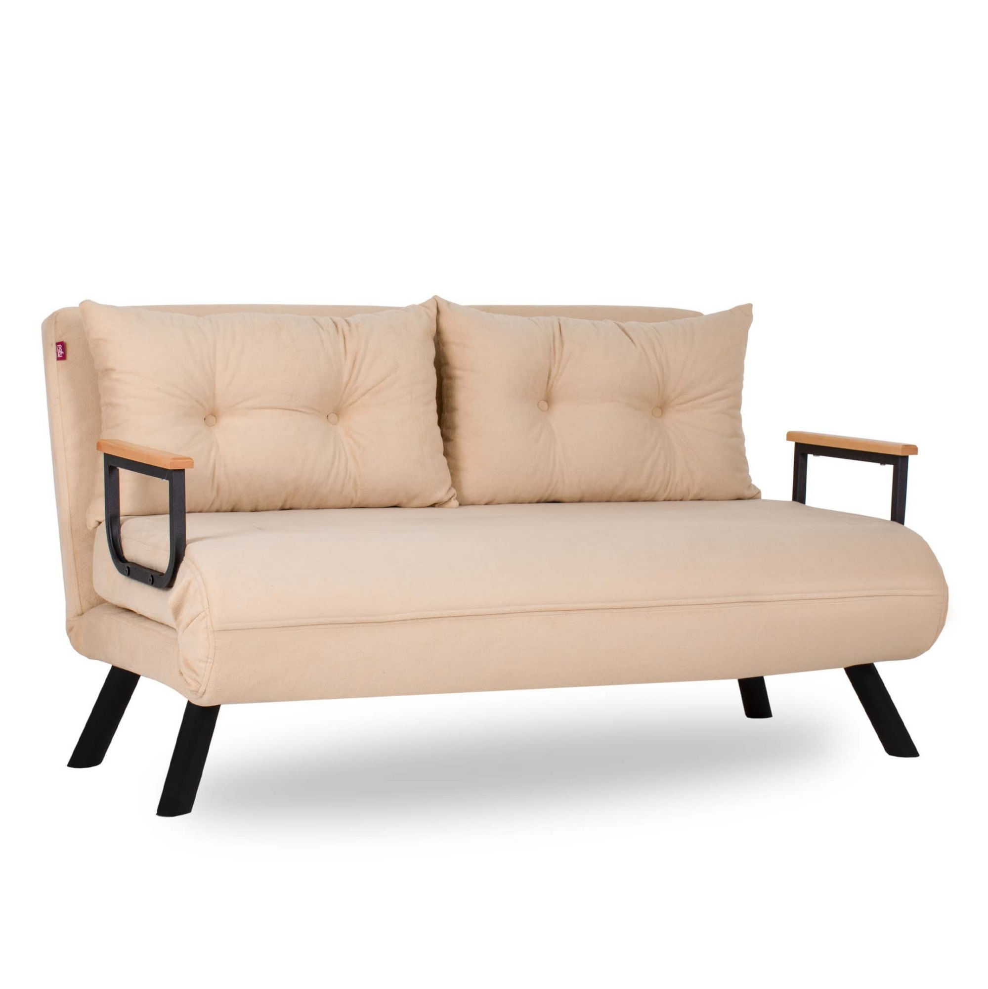 Canapea extensibila 2 locuri, Hanah Home, metal, crem, 175x133 cm — imaginea 6