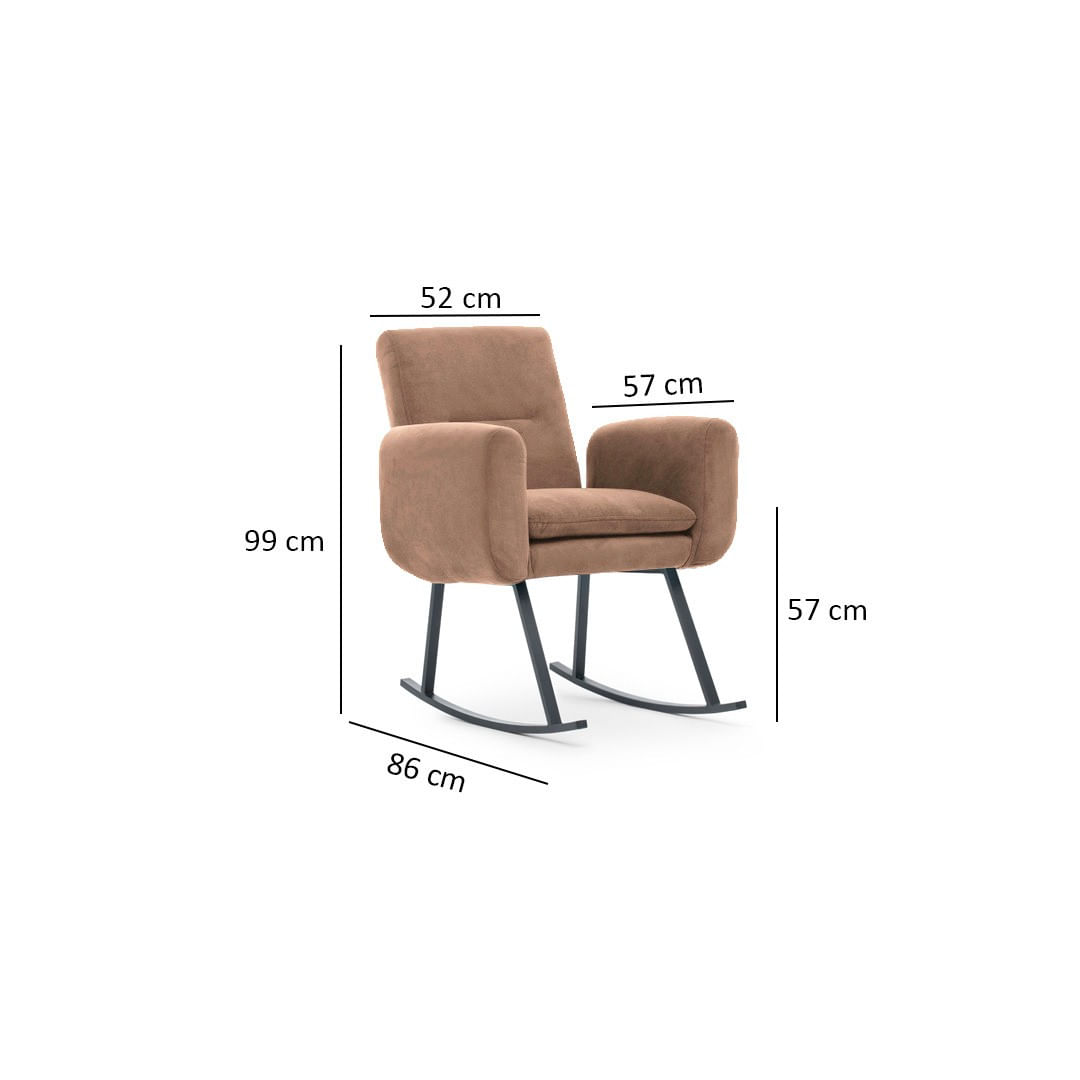 Fotoliu balansoar, Atelier Del Sofa, metal, maro deschis, 50x50x99 cm — imaginea 3