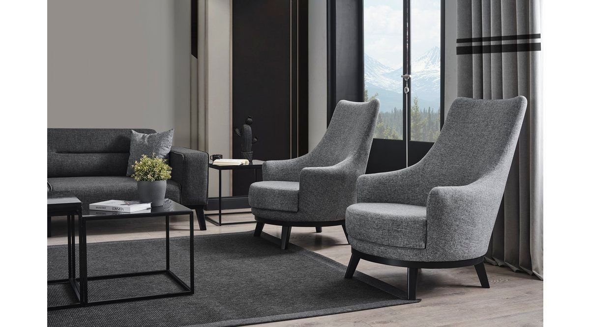 Canapea extensibila 3 locuri, Atelier Del Sofa, lemn fag si PAL, gri deschis, 222x92x74 cm — imaginea 3