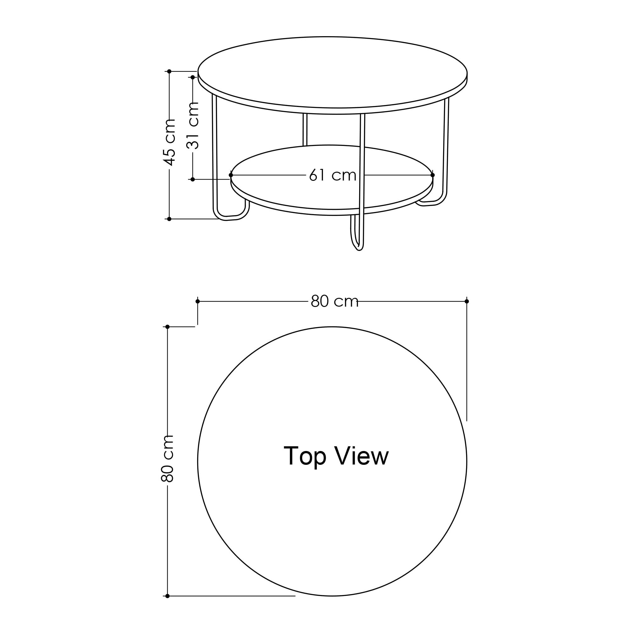 Masuta de cafea, Hanah Home, pal melaminat, alb, 80x80x45 cm — imaginea 2