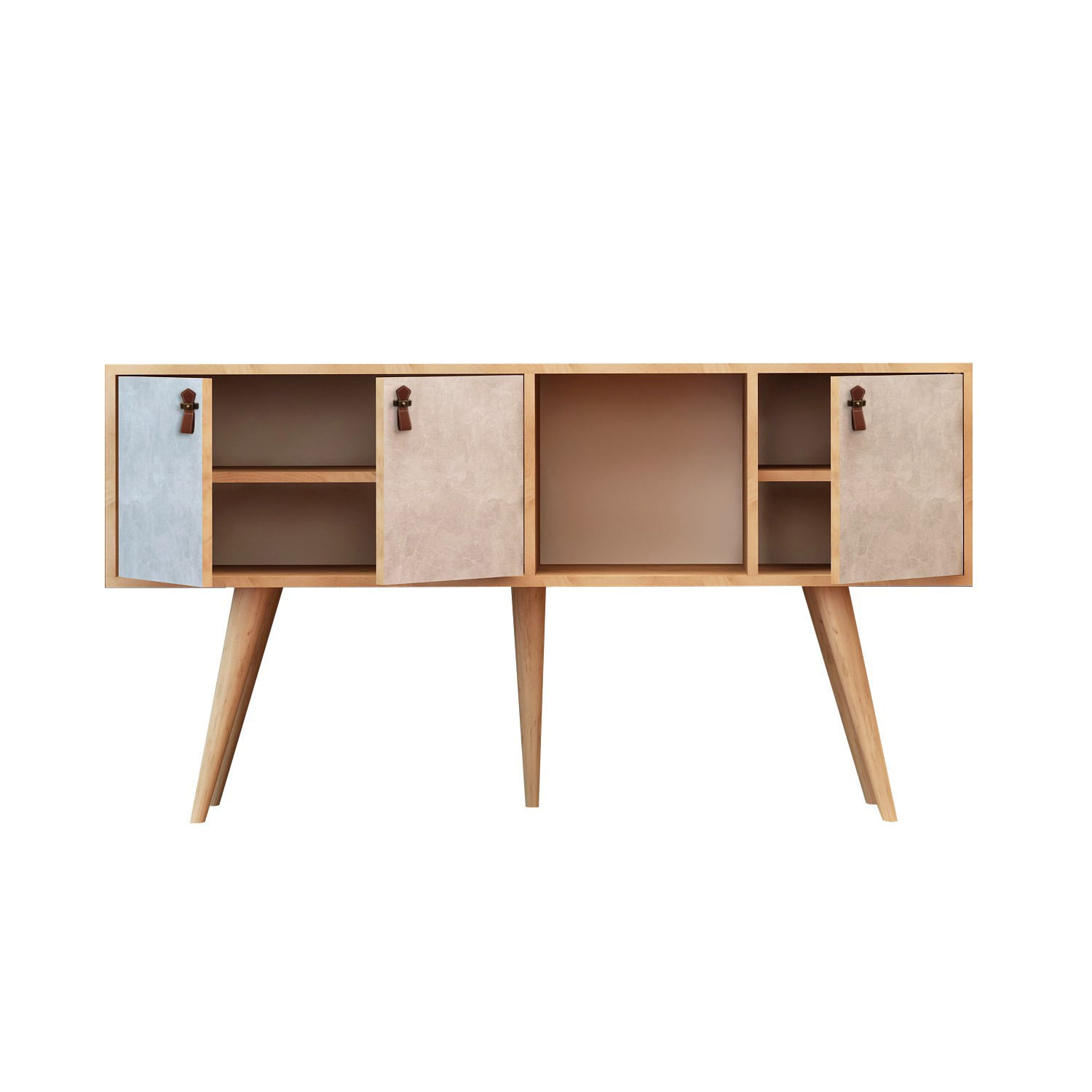 Comoda, Hanah Home, pal melaminat, stejar si alb, 140x40x80 cm — imaginea 4