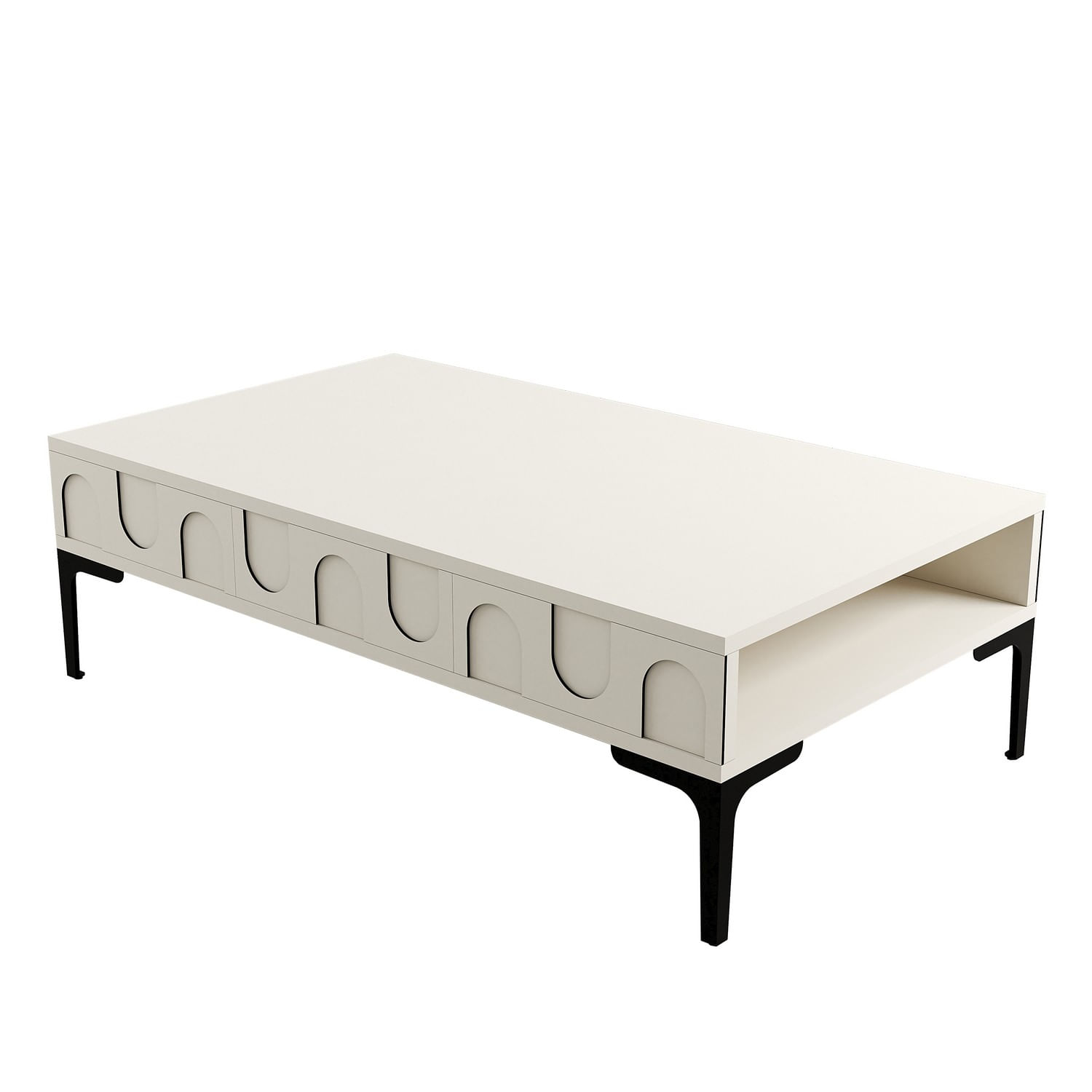 Masuta de cafea, Hanah Home, pal melaminat, crem si negru, 105x60x32.6 cm — imaginea 2