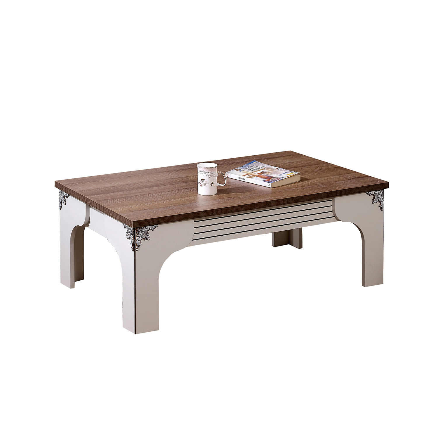 Masuta de cafea, Hanah Home, pal melaminat, alb maro, 110x65x45 cm — imaginea 2