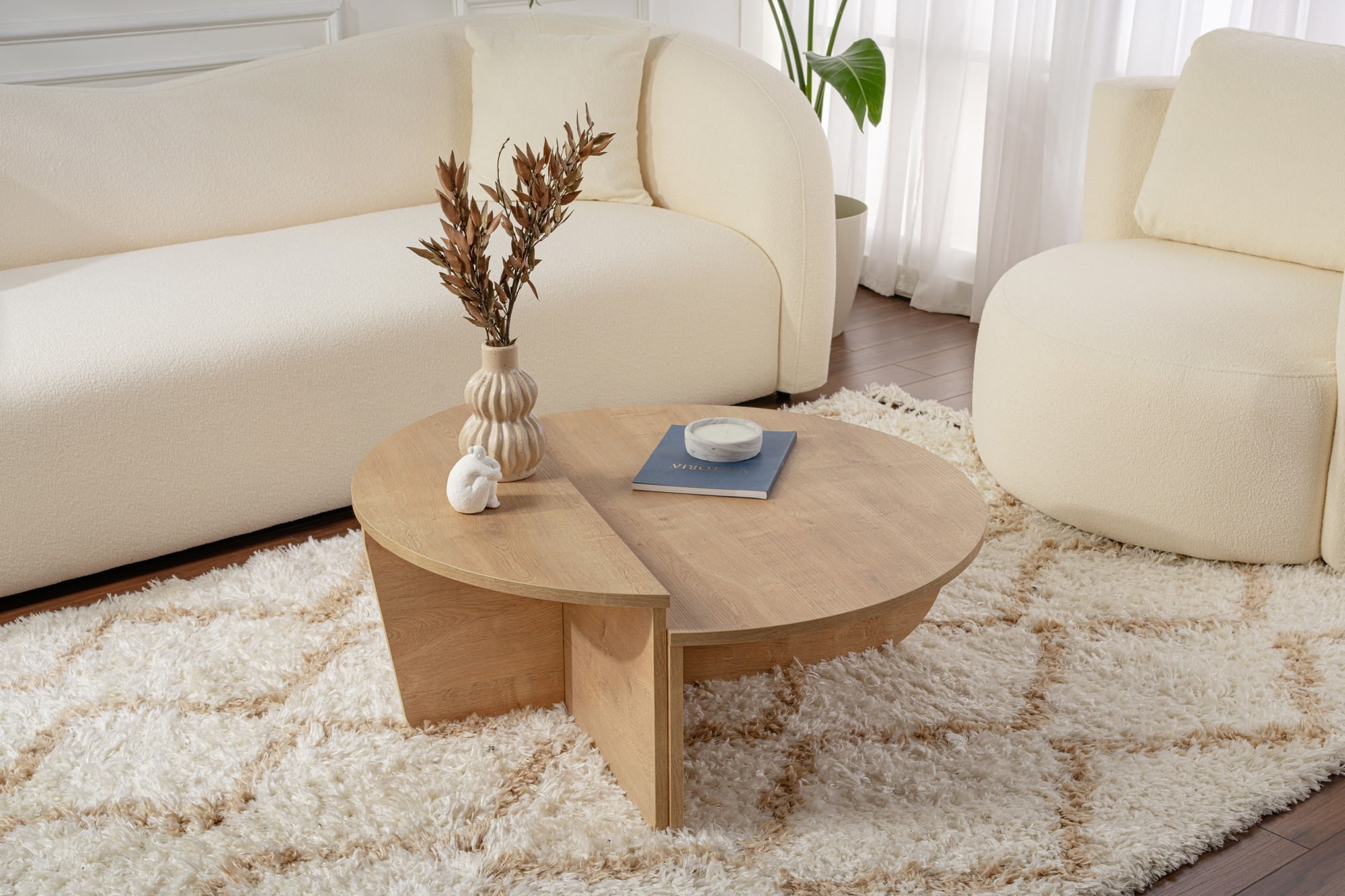 Masuta de cafea, Hanah Home, pal melaminat, stejar miere, 90x30x60 cm — imaginea 3