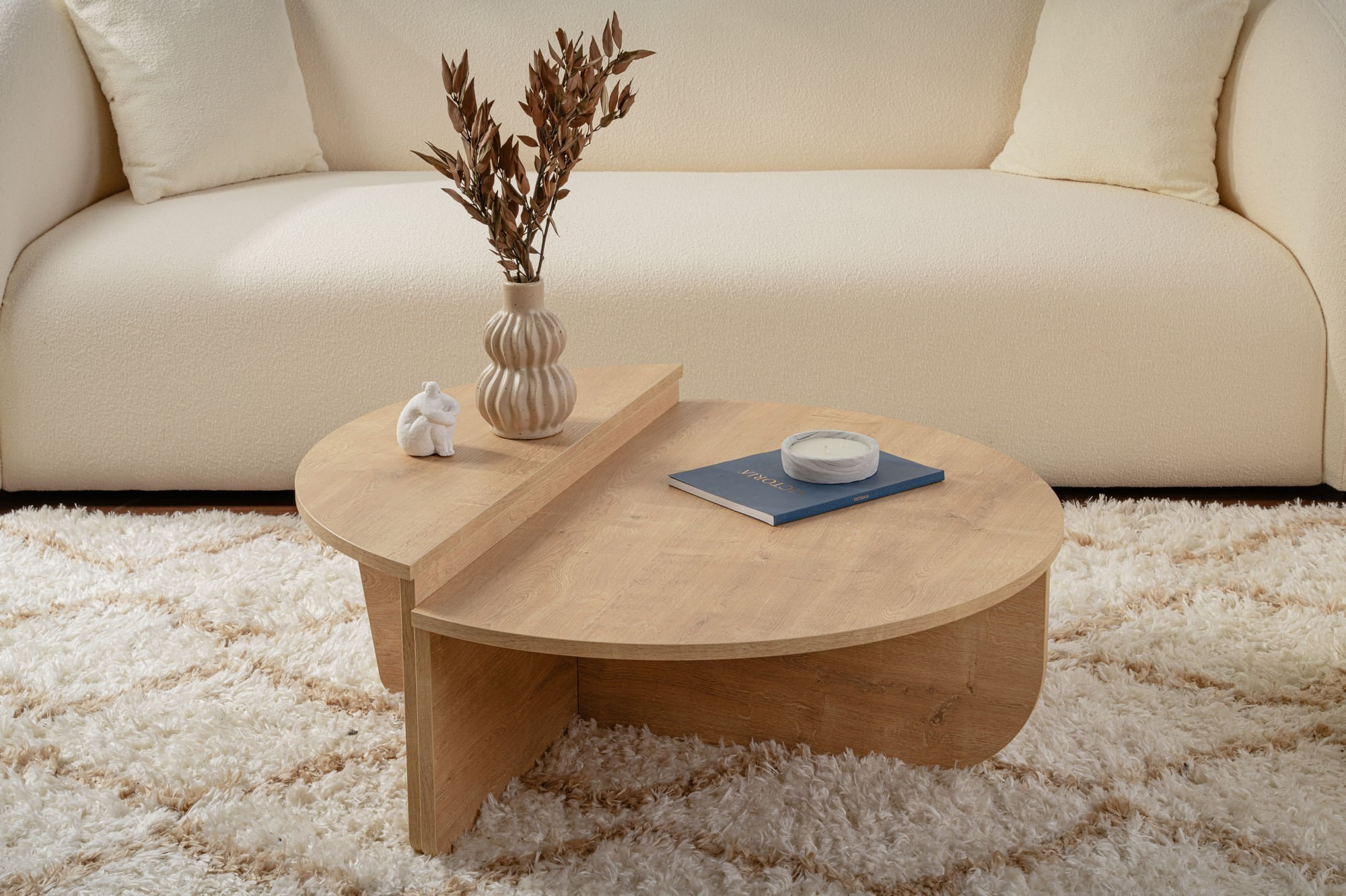 Masuta de cafea, Hanah Home, pal melaminat, stejar miere, 90x30x60 cm — imaginea 5