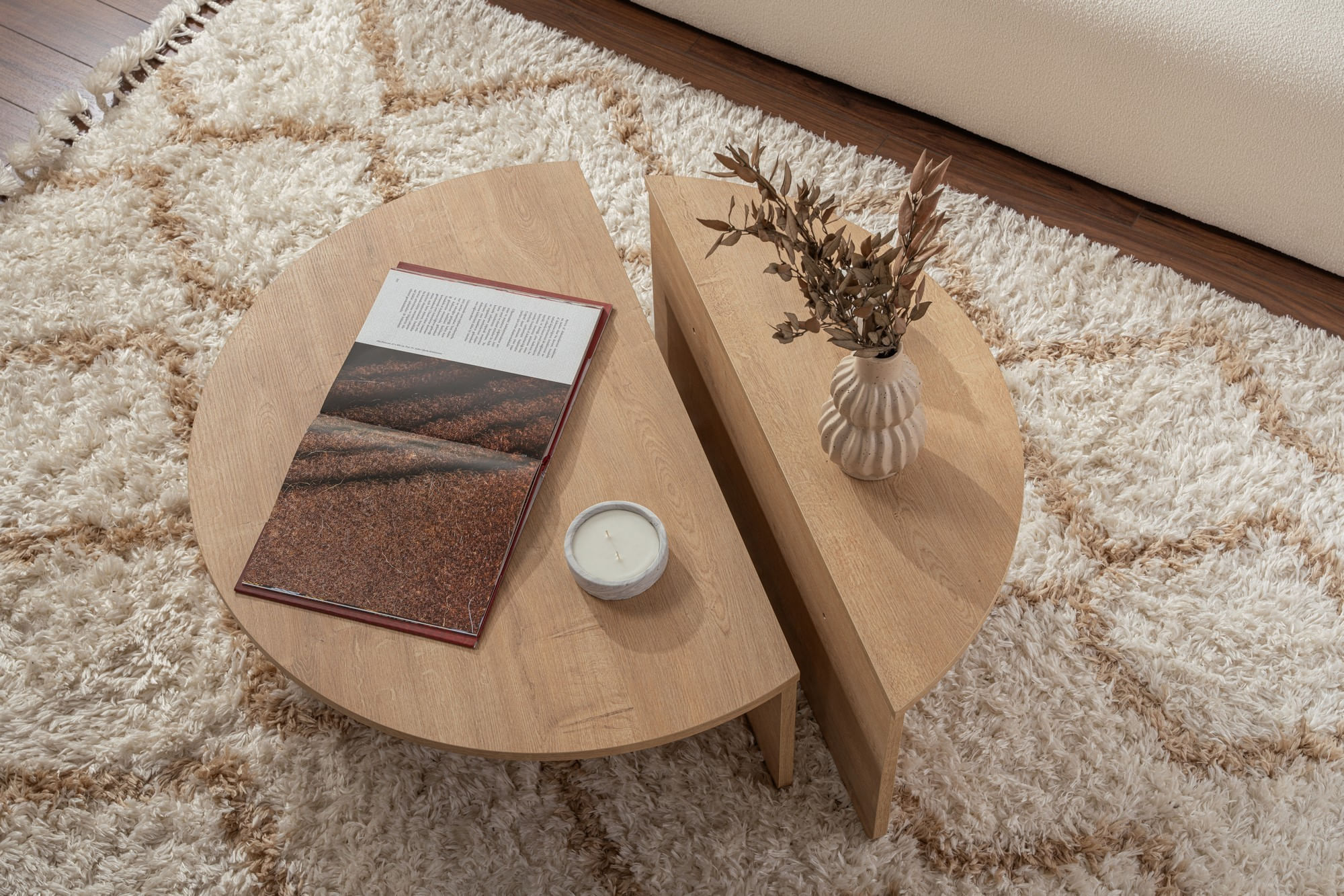 Masuta de cafea, Hanah Home, pal melaminat, stejar miere, 90x30x60 cm — imaginea 10