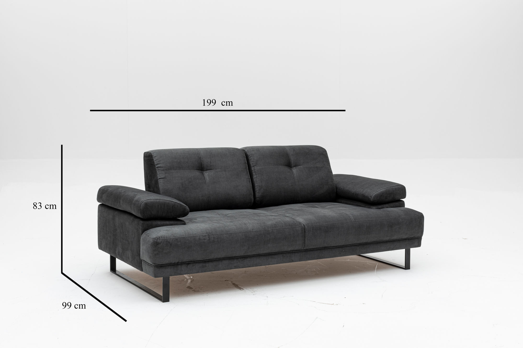 Canapea extensibila, Hanah Home, lemn fag si PAL, antracit, 199x99x83 cm — imaginea 2