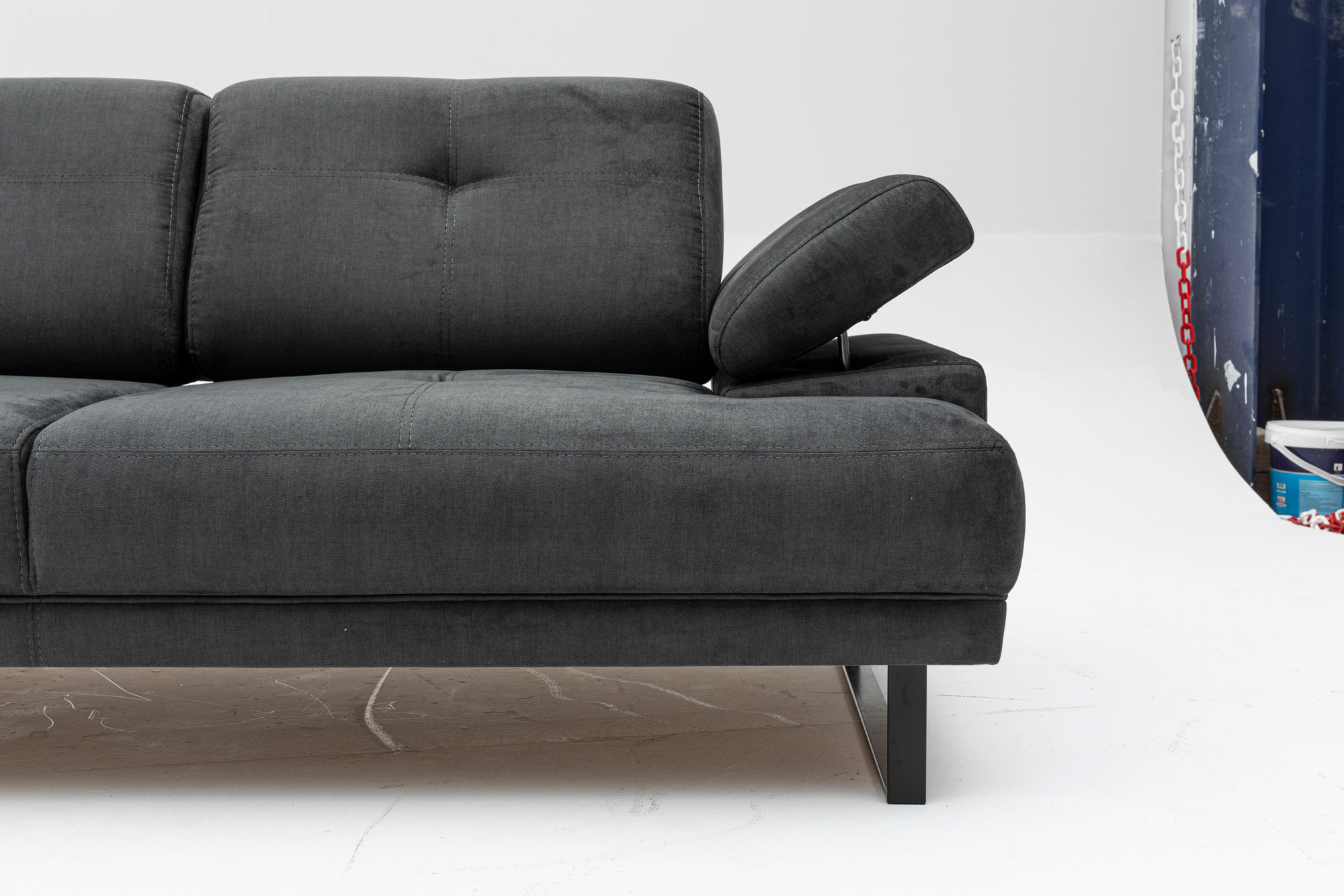 Canapea extensibila, Hanah Home, lemn fag si PAL, antracit, 199x99x83 cm — imaginea 5