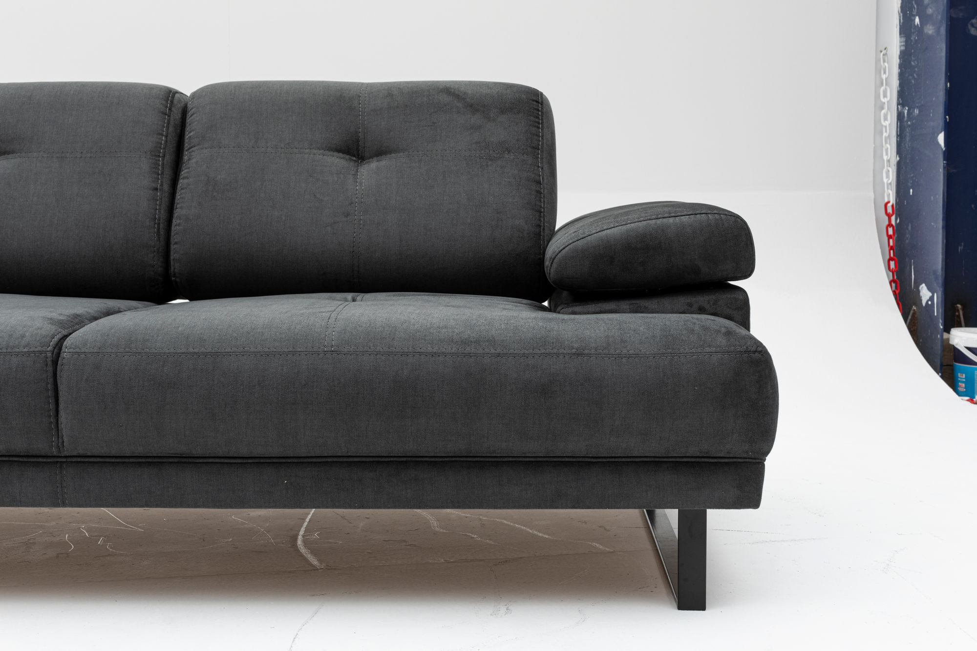 Canapea extensibila, Hanah Home, lemn fag si PAL, antracit, 199x99x83 cm — imaginea 6