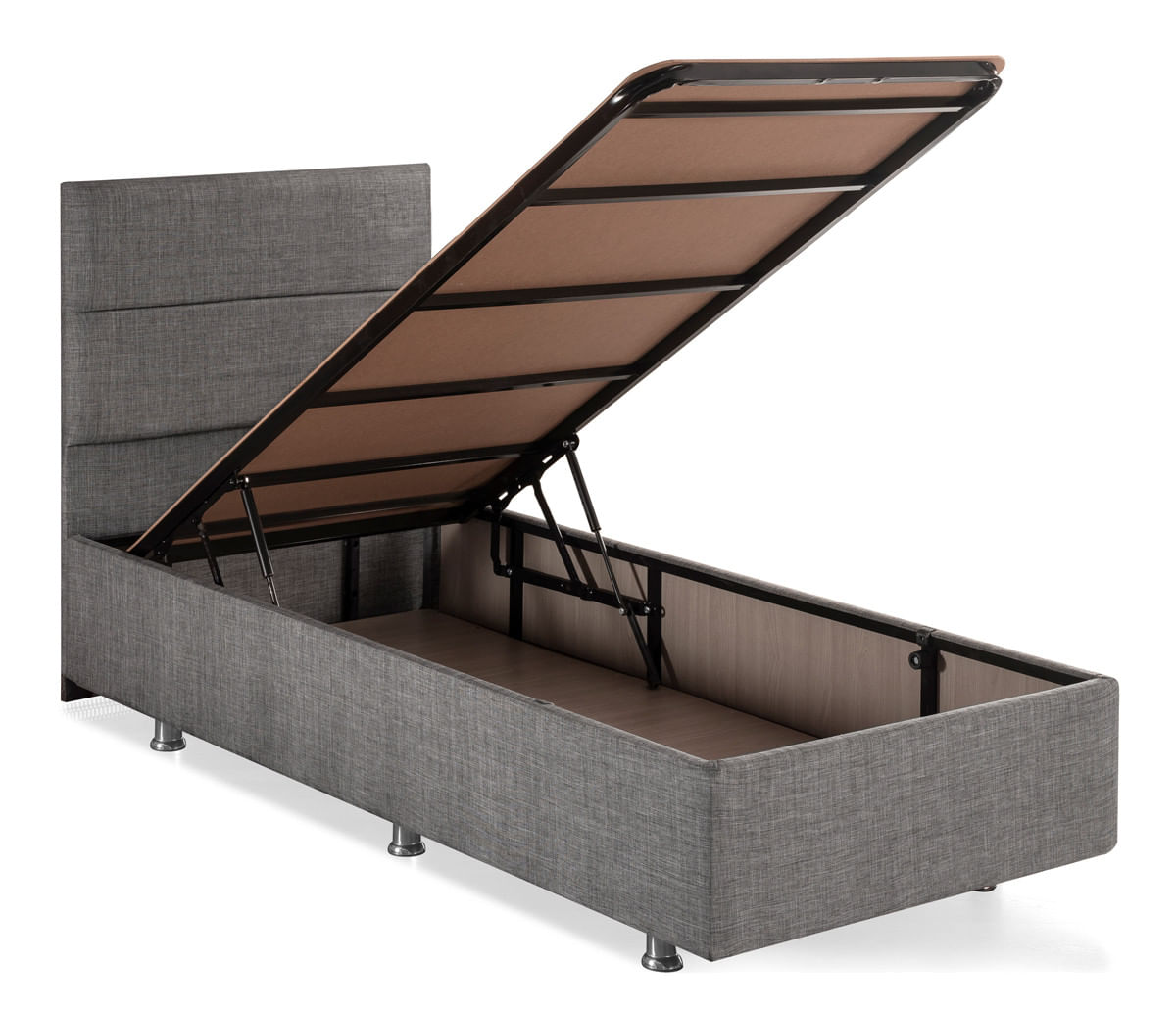 Somiera cu tablie, Hanah Home, otel, tapiterie soho, gri, 90x190 cm — imaginea 3