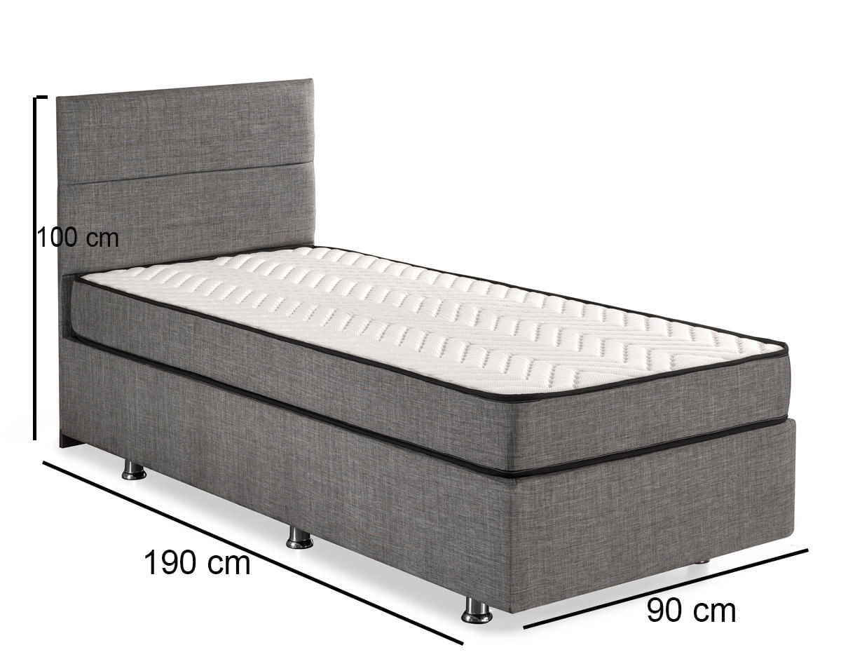 Somiera cu tablie, Hanah Home, otel, tapiterie soho, gri, 90x190 cm — imaginea 4