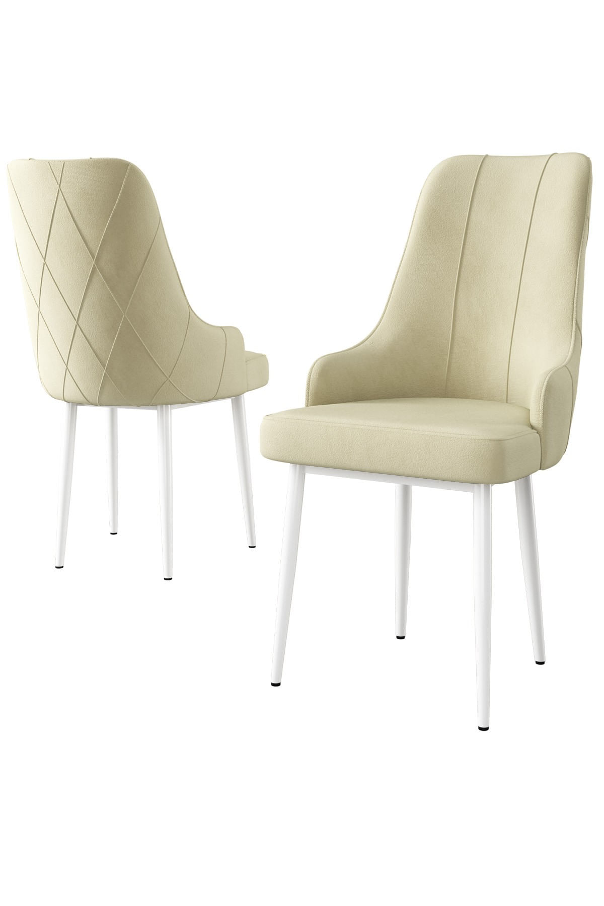 Set scaune, Hanah Home, metal, crem alb, 46x42x95 cm — imaginea 2