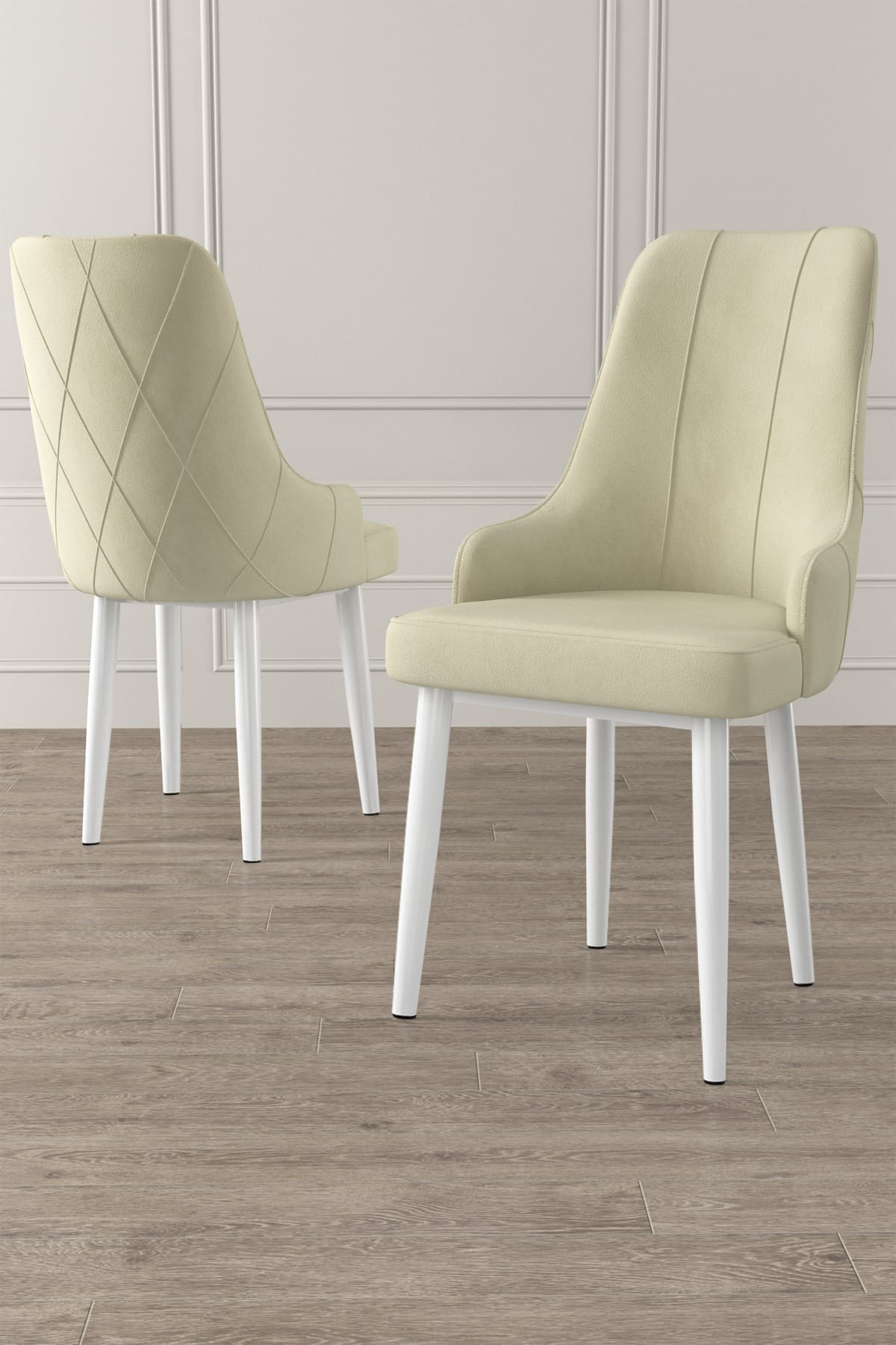 Set scaune, Hanah Home, metal, crem alb, 46x42x95 cm — imaginea 3