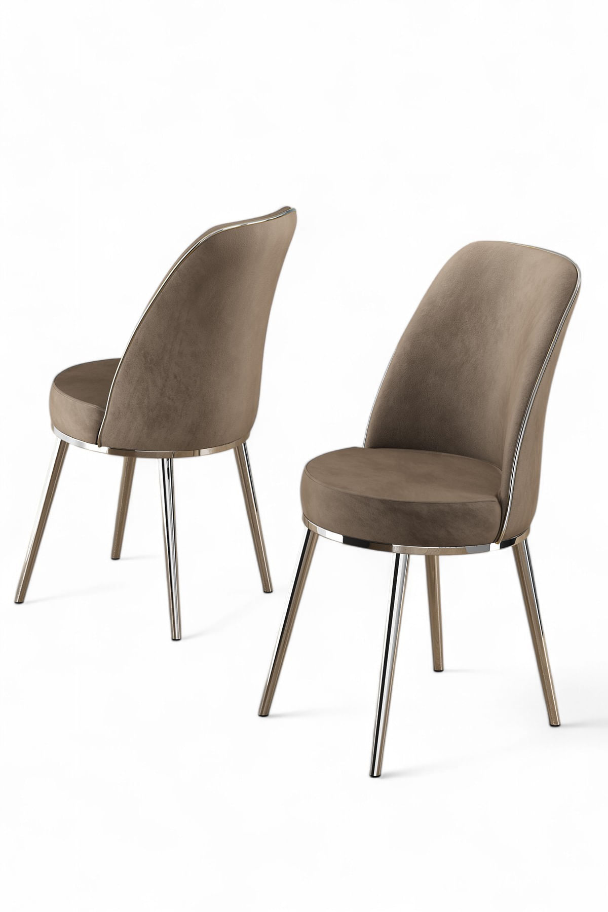 Set scaune, Hanah Home, metal, cappuccino si crom, 45x42x91 cm, 240CHR1548 — imaginea 3