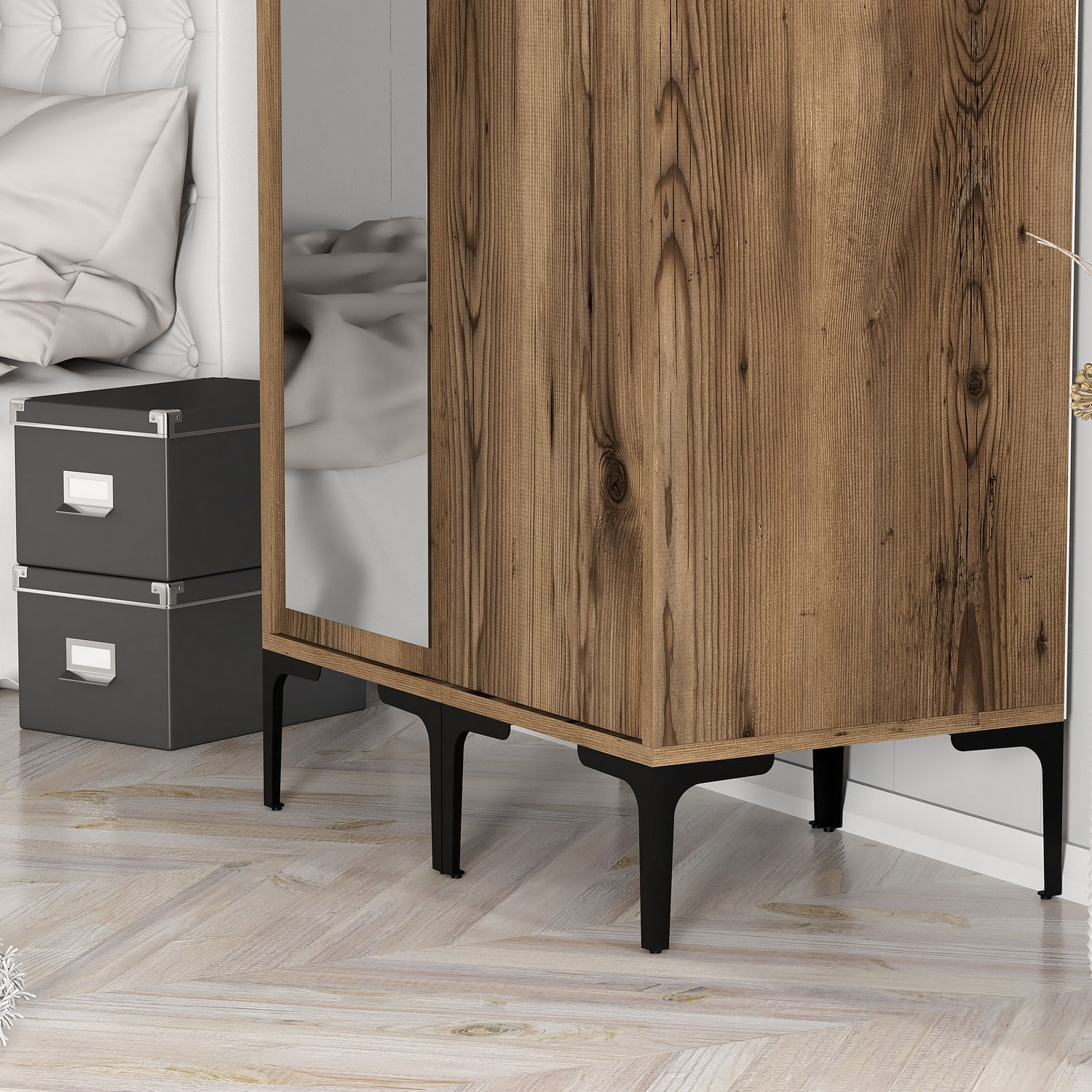 Sifonier, Hanah Home, pal melaminat, nuc, 80x47.5x201.4 cm, 845HCT5432 — imaginea 5