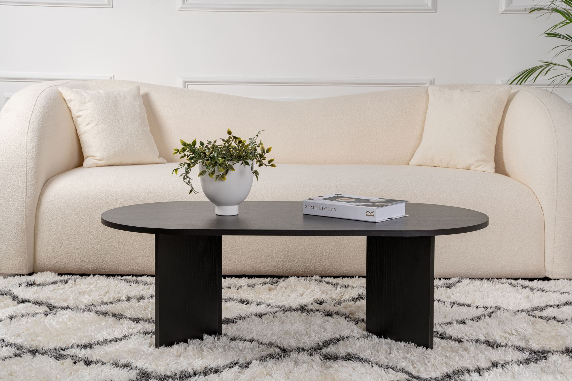 Masuta de cafea, Hanah Home, pal melaminat, lemn negru, 119x60x40 cm