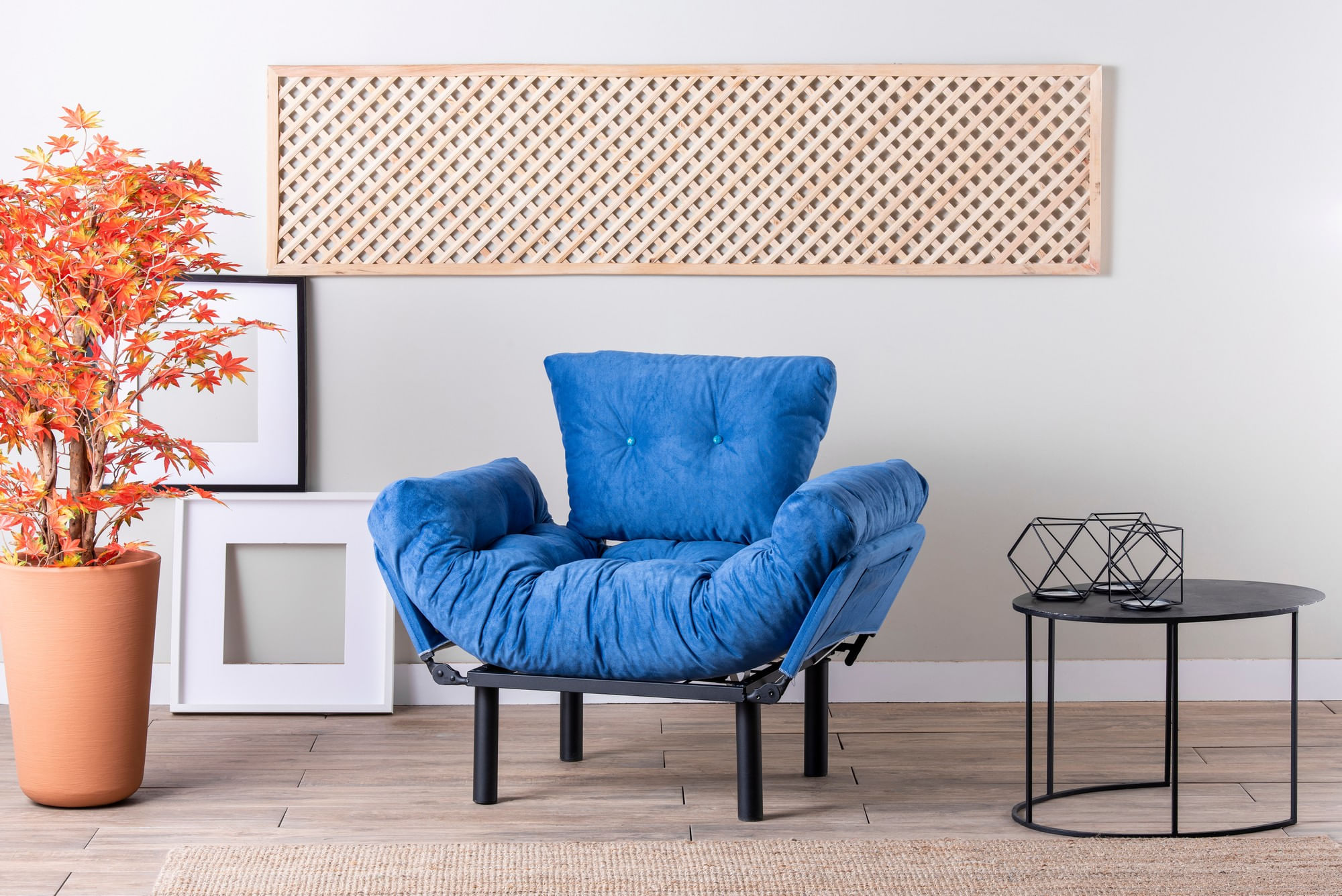 Fotoliu, Hanah Home, metal, poliester, albastru, 95x85x70 cm — imaginea 5