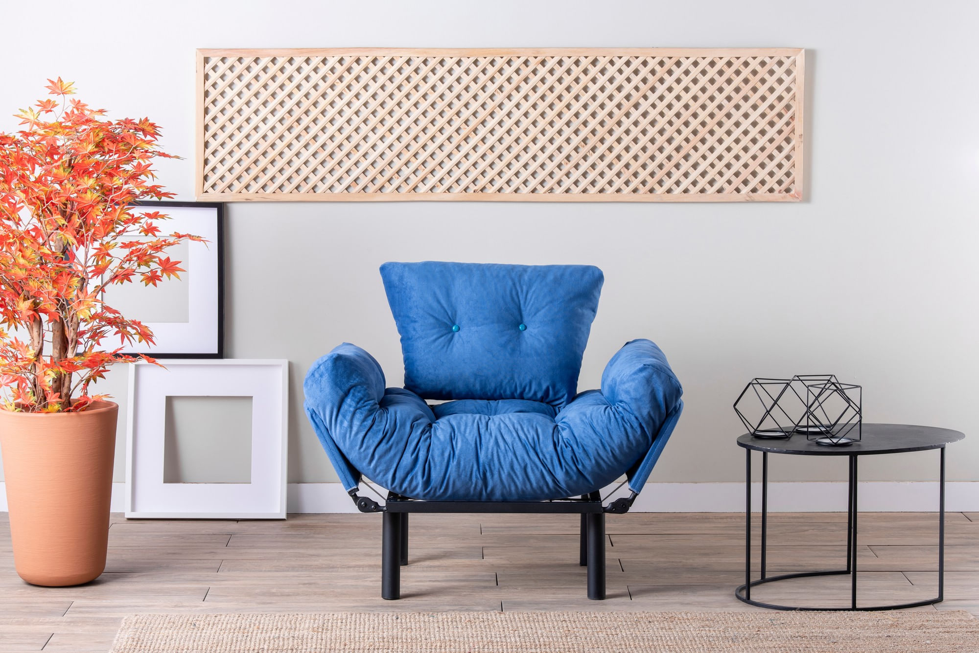 Fotoliu, Hanah Home, metal, poliester, albastru, 95x85x70 cm — imaginea 12