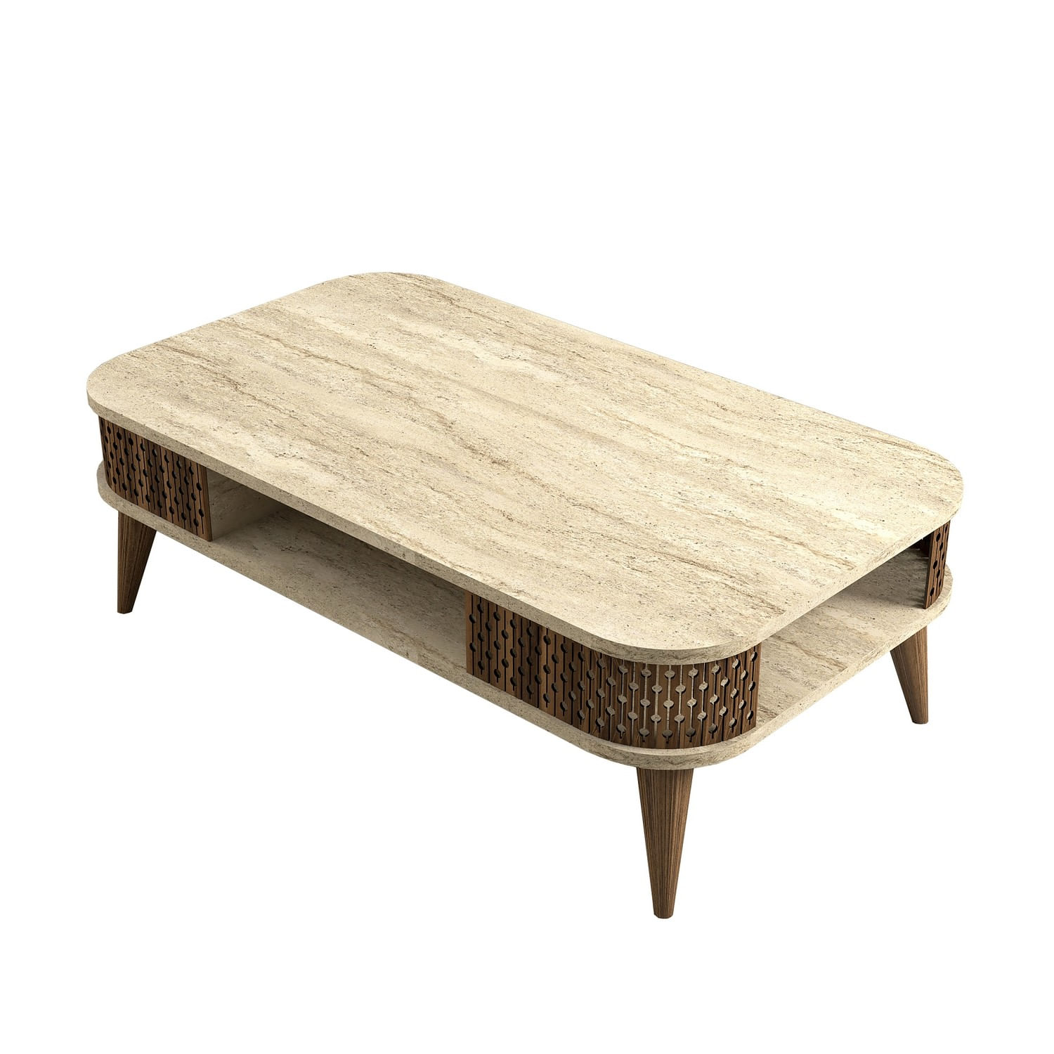 Masuta de cafea, Hanah Home, pal melaminat, travertin, 105x60x35 cm — imaginea 3