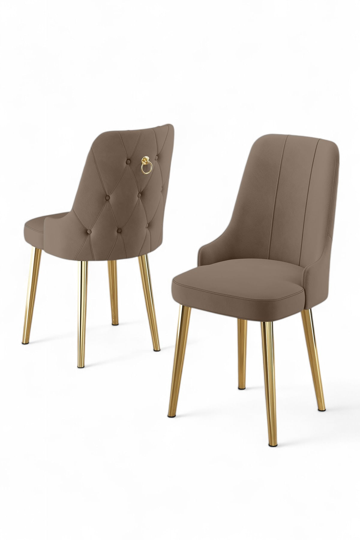 Set scaune, Hanah Home, metal, cappuccino si auriu, 46x46x94 cm, 4 piese — imaginea 3