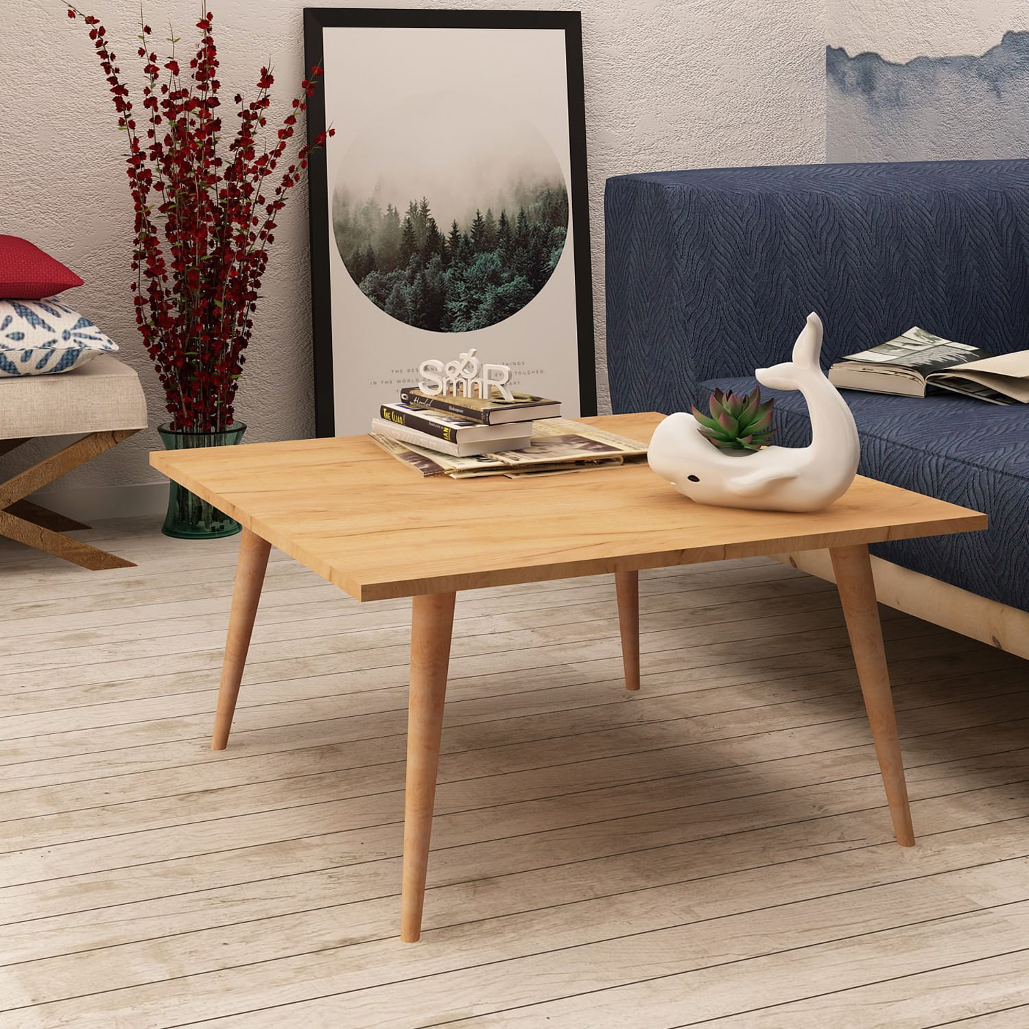 Masuta de cafea, Hanah Home, pal melaminat, stejar, 80x80x42 cm — imaginea 2