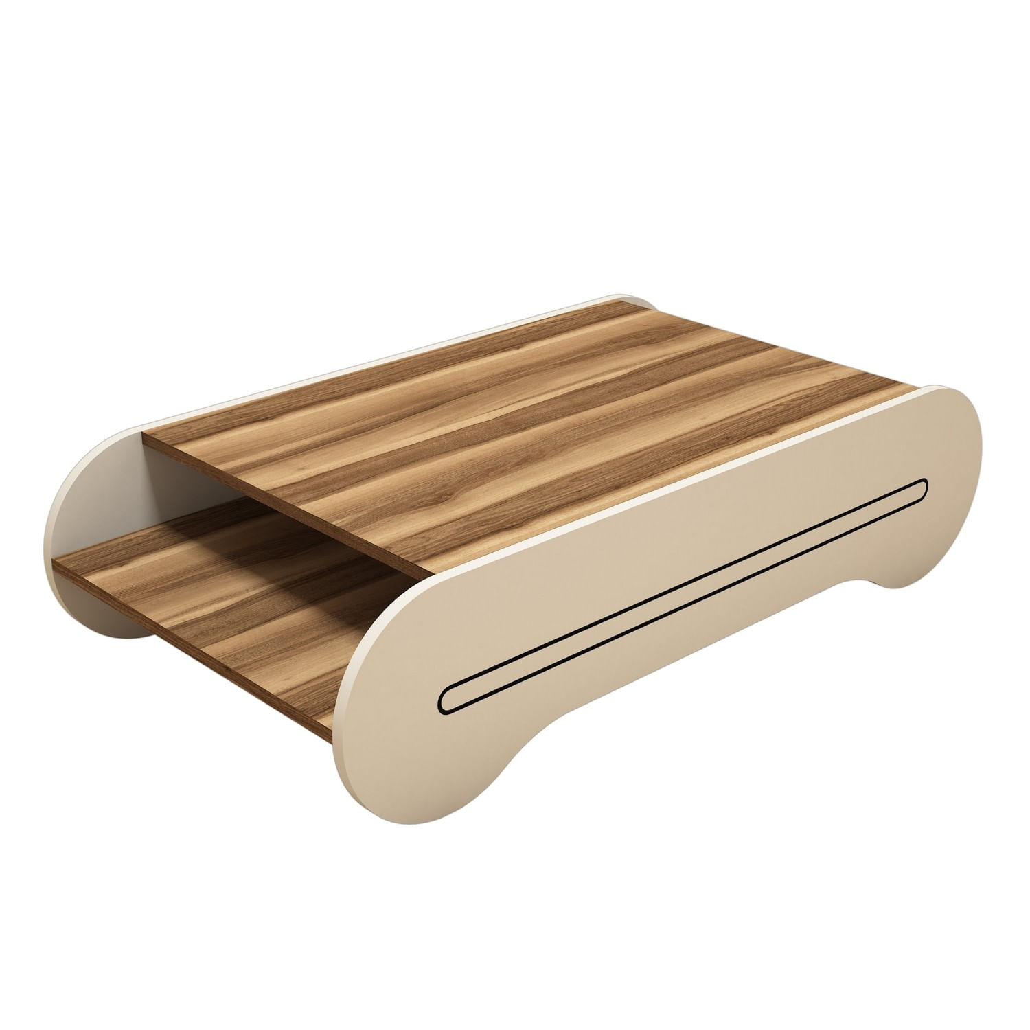 Masuta de cafea, Hanah Home, pal melaminat, nuc si crem, 120x63.6x30 cm — imaginea 4
