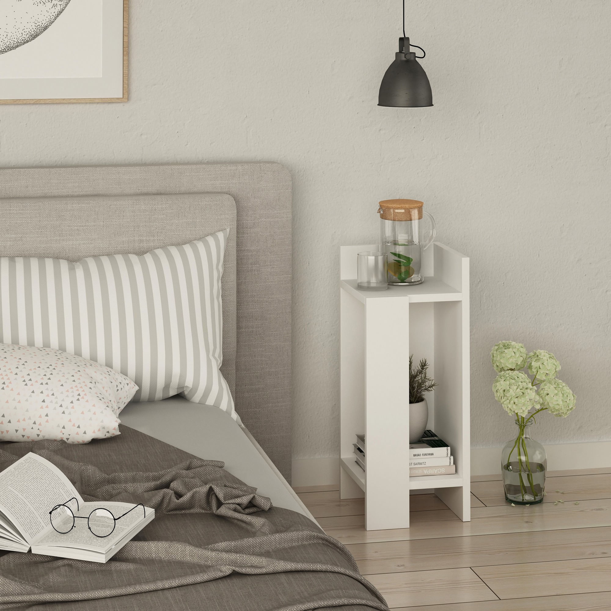 Noptiera, Hanah Home, pal melaminat, alb, 25x27x60 cm, 855DTE3501 — imaginea 3