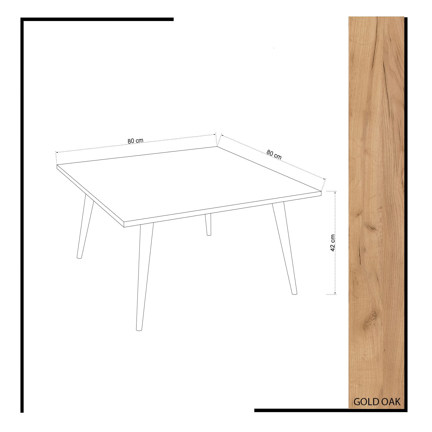 Masuta de cafea, Hanah Home, pal melaminat, stejar, 80x80x42 cm — imaginea 4
