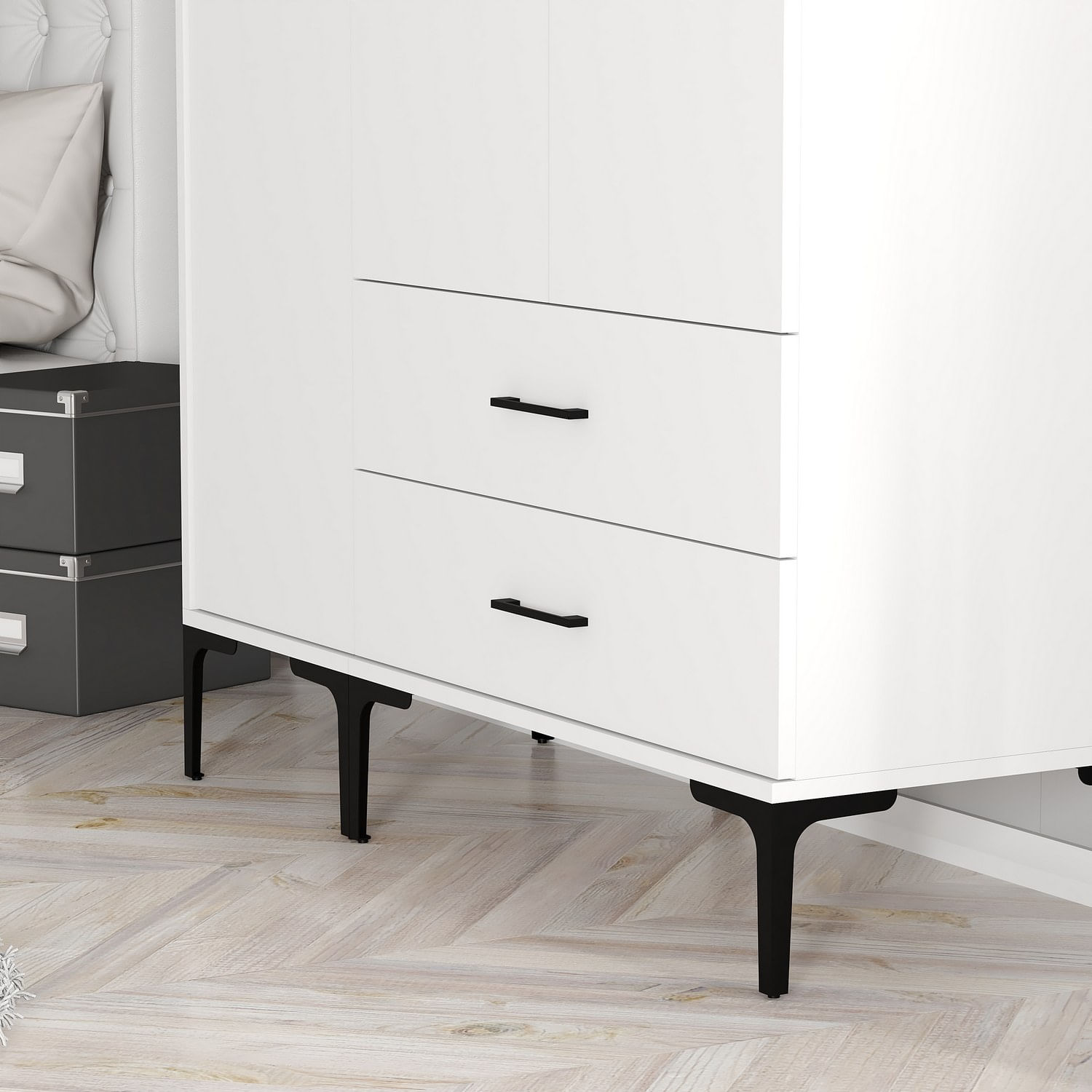 Sifonier, Hanah Home, pal melaminat, alb, 120x47.5x201.4 cm, 845HCT5463 — imaginea 5