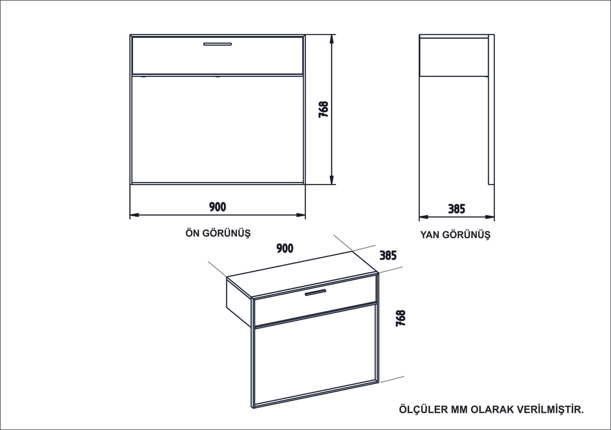 Masuta de toaleta, Hanah Home, pal melaminat, auriu si negru, 90x38.5x76.8 cm — imaginea 6
